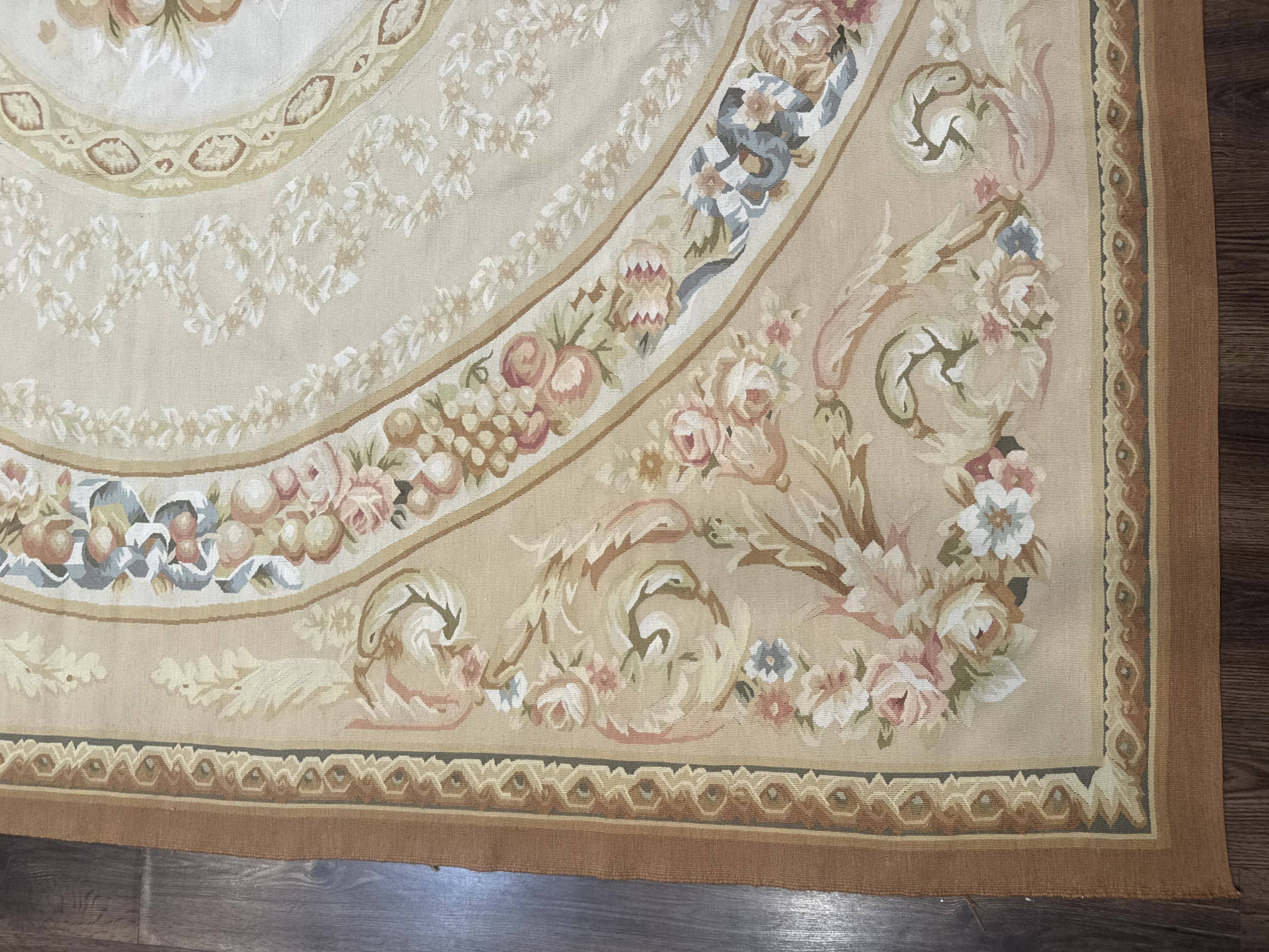 Aubusson Rug 9x12, French European Design, Floral, Elegant - Image 9