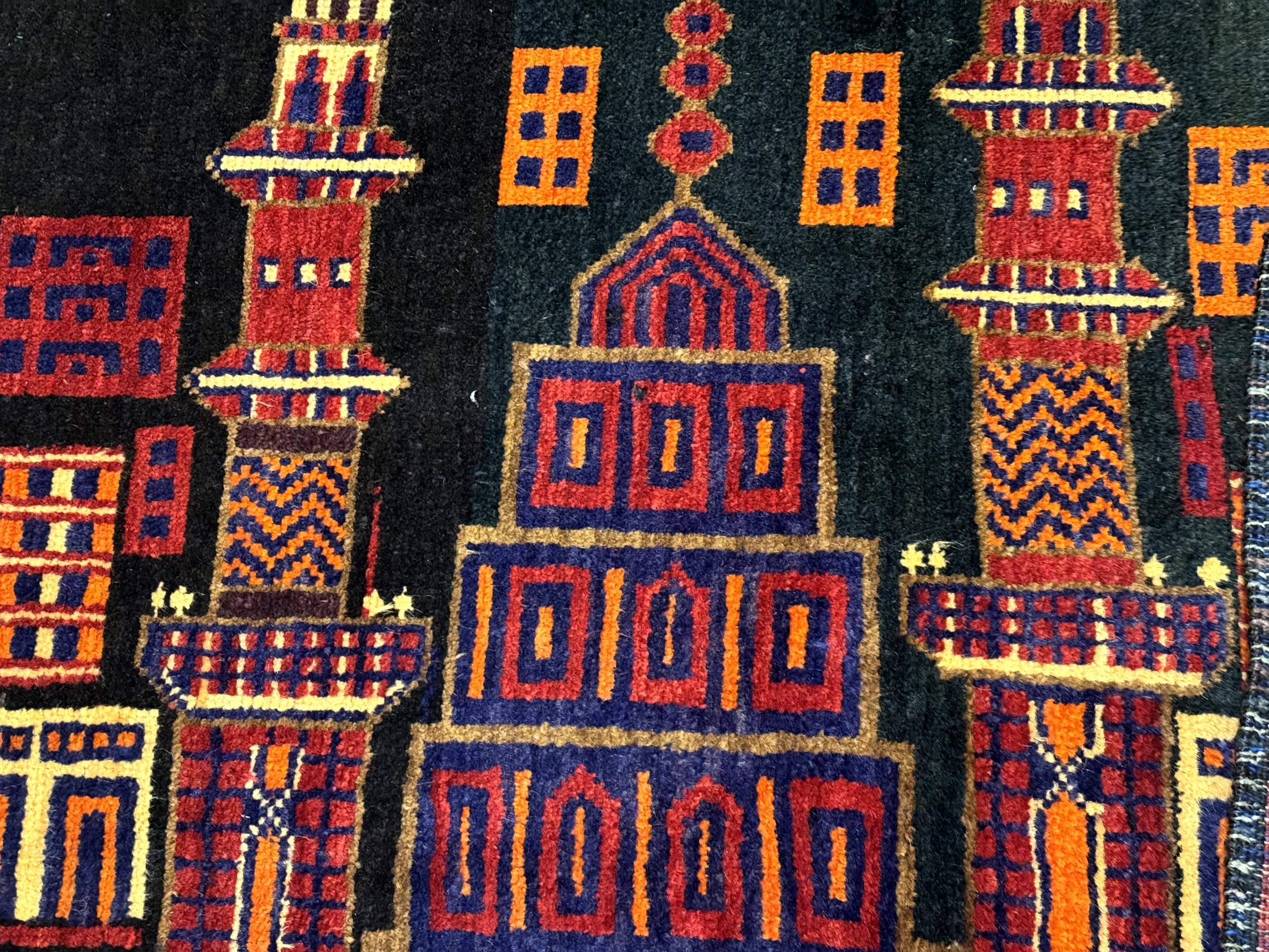Balouch Rug 3x5, City Pictorial, Afghan Rug - Image 12