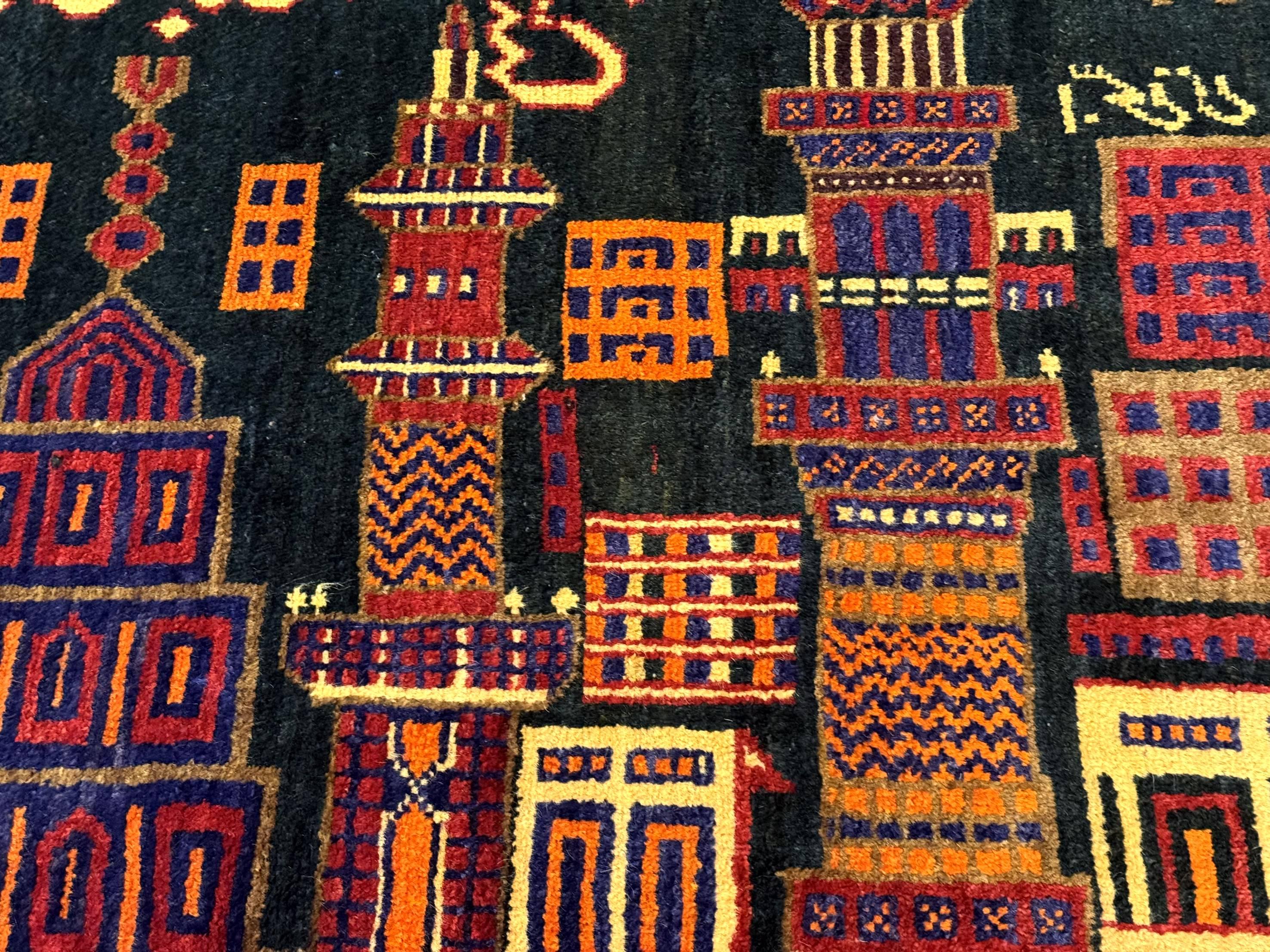 Balouch Rug 3x5, City Pictorial, Afghan Rug - Image 4