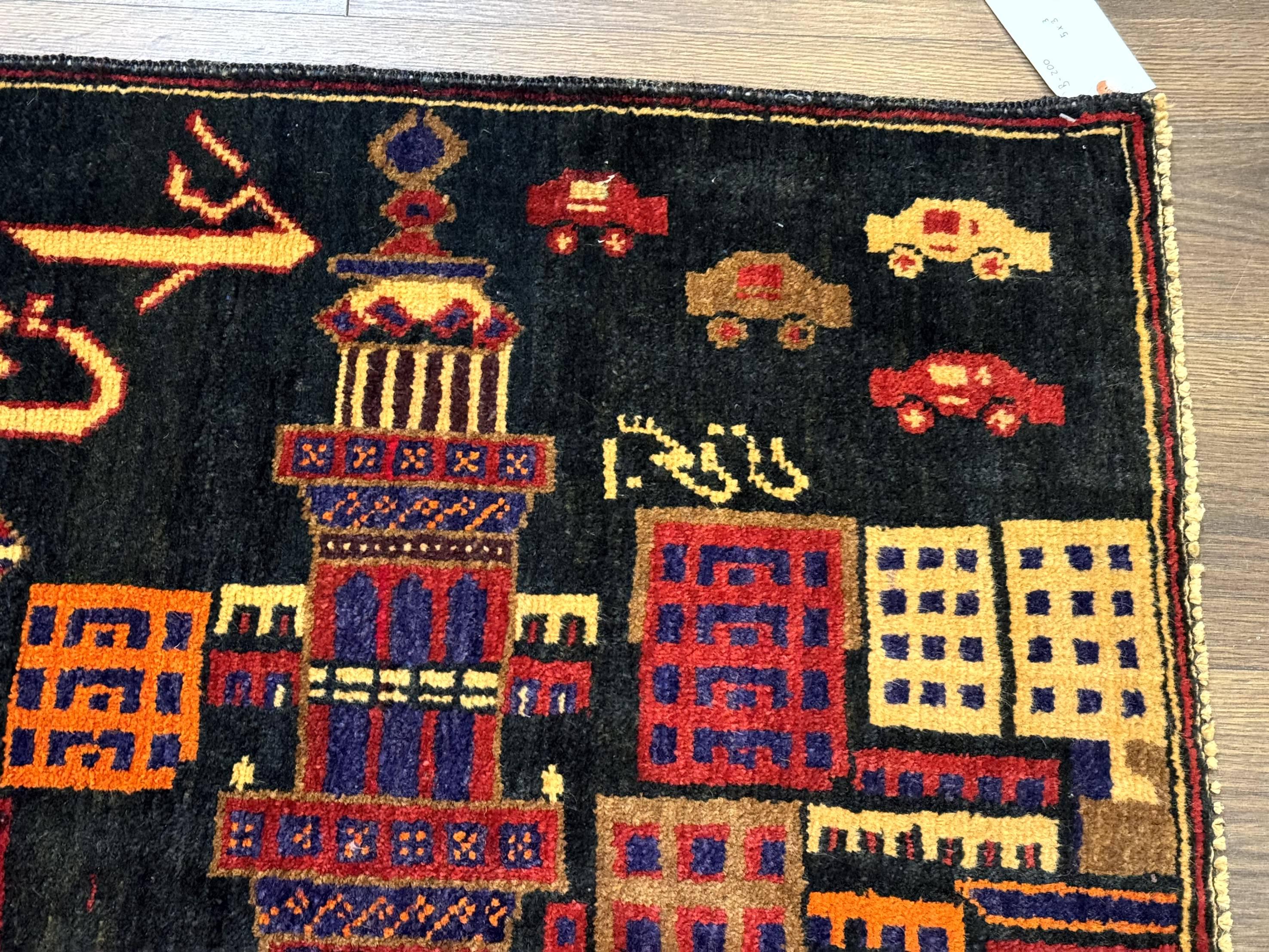 Balouch Rug 3x5, City Pictorial, Afghan Rug - Image 7
