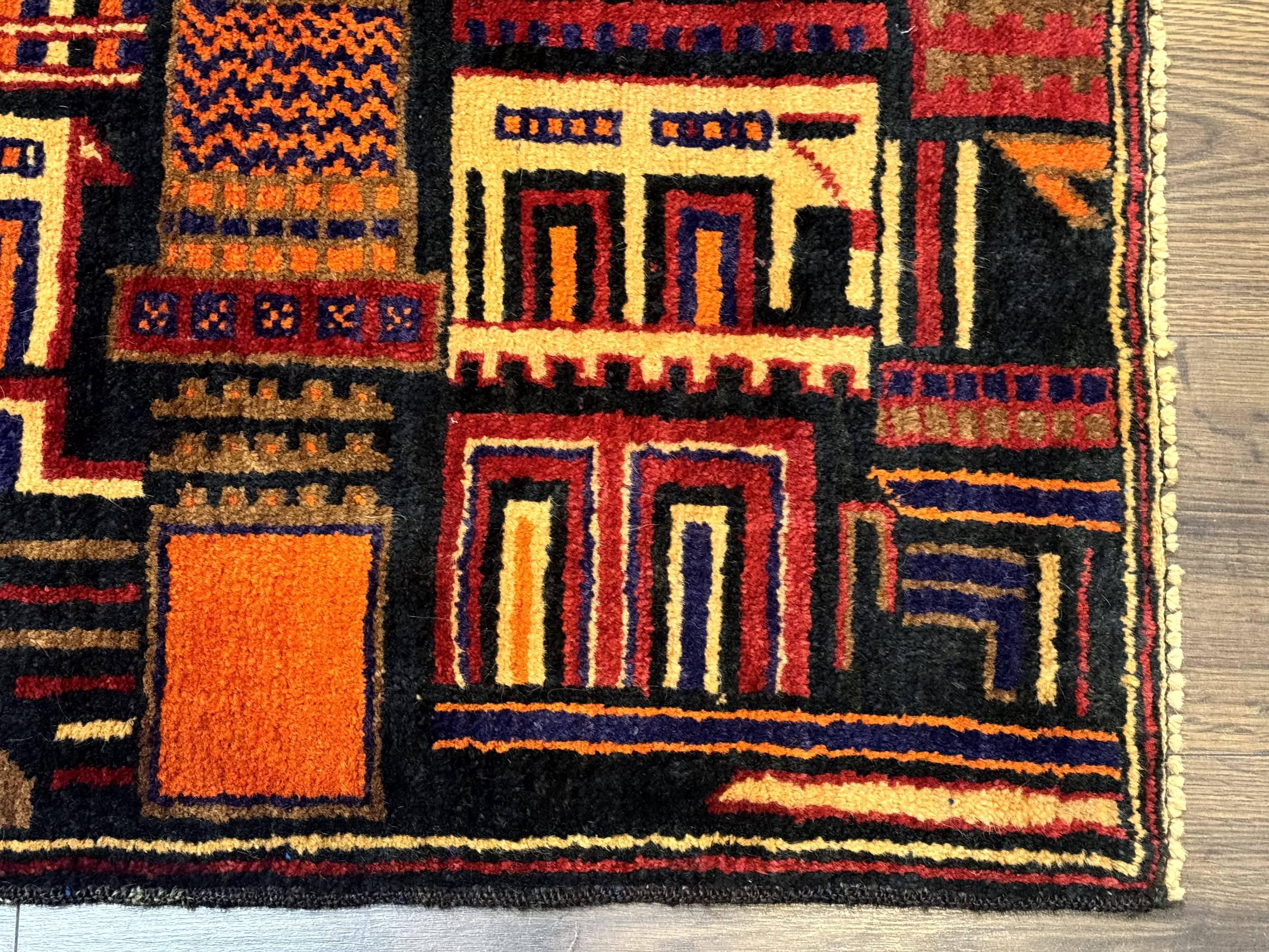 Balouch Rug 3x5, City Pictorial, Afghan Rug - Image 9