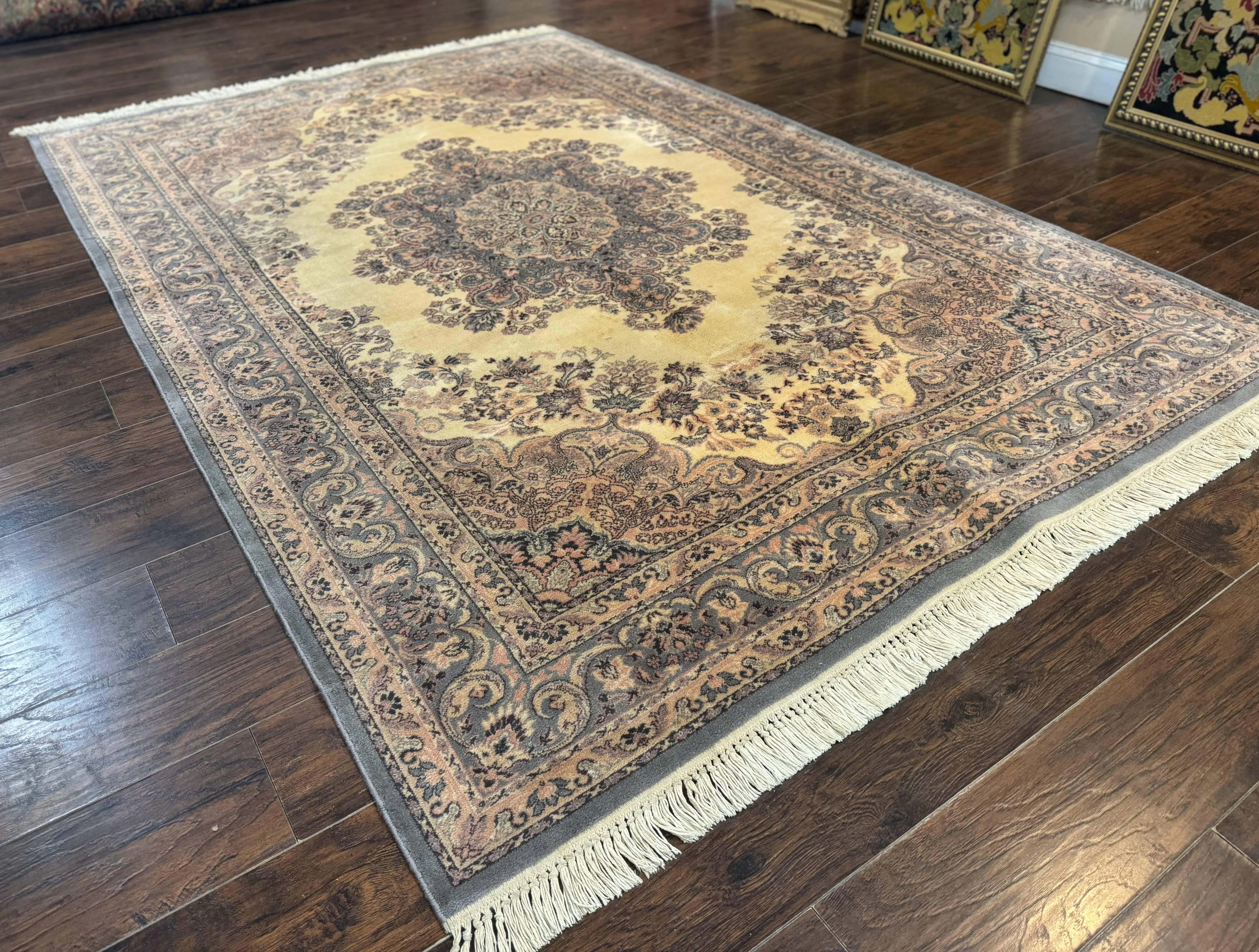 Belgium Power Loomed Wool Rug 6.9 x 9.6, Vintage Oriental Carpet - Image 12