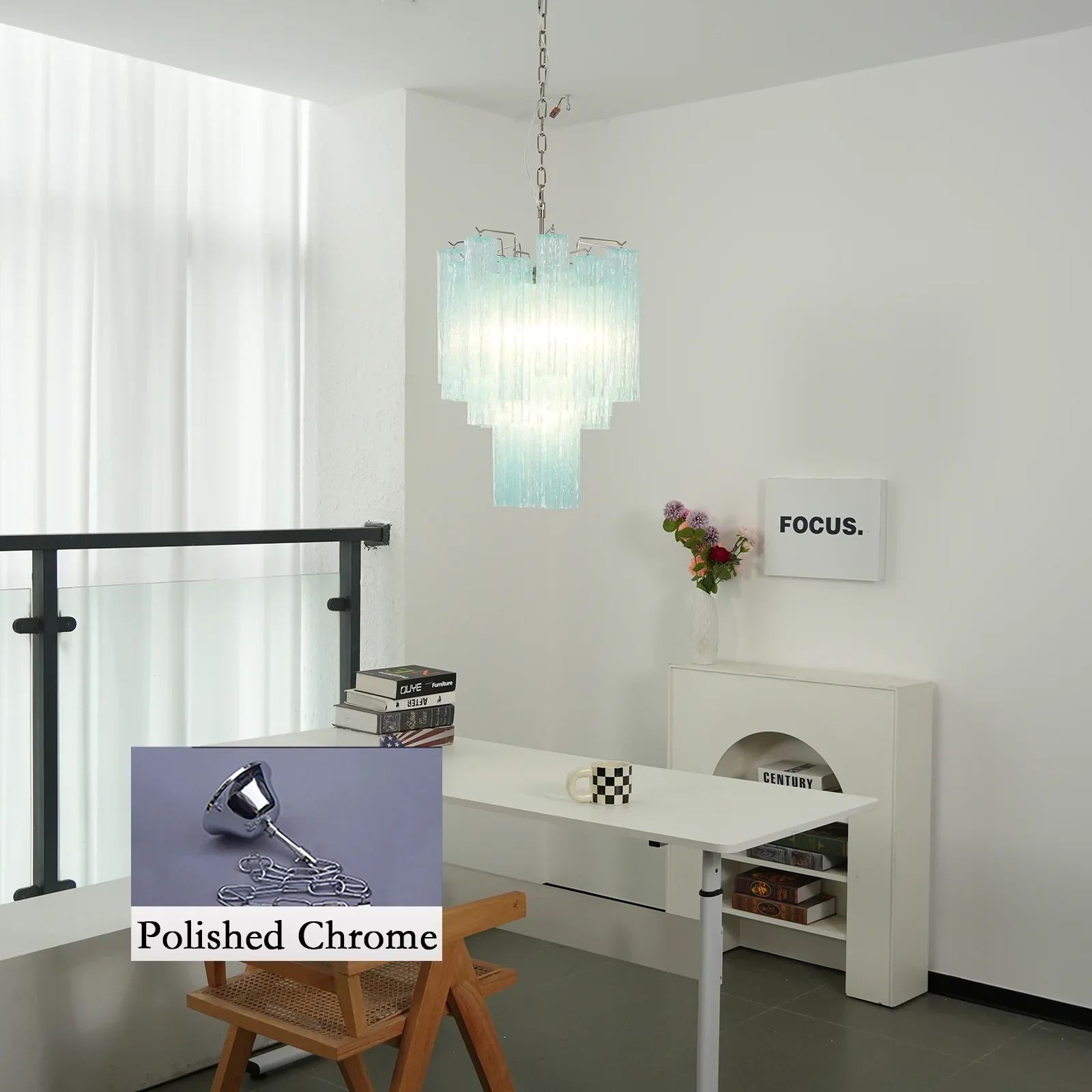 Blue Murano Glass Tube Chandelier - Image 24