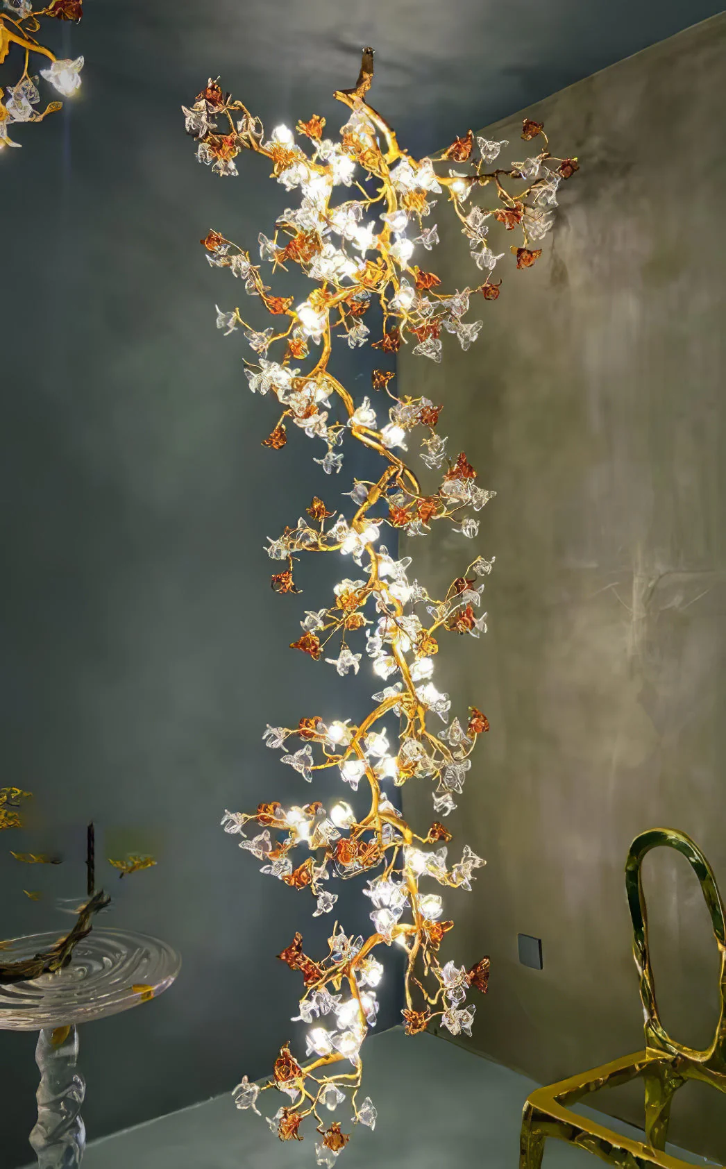 Brass Maple Branch Chandelier - Image 11