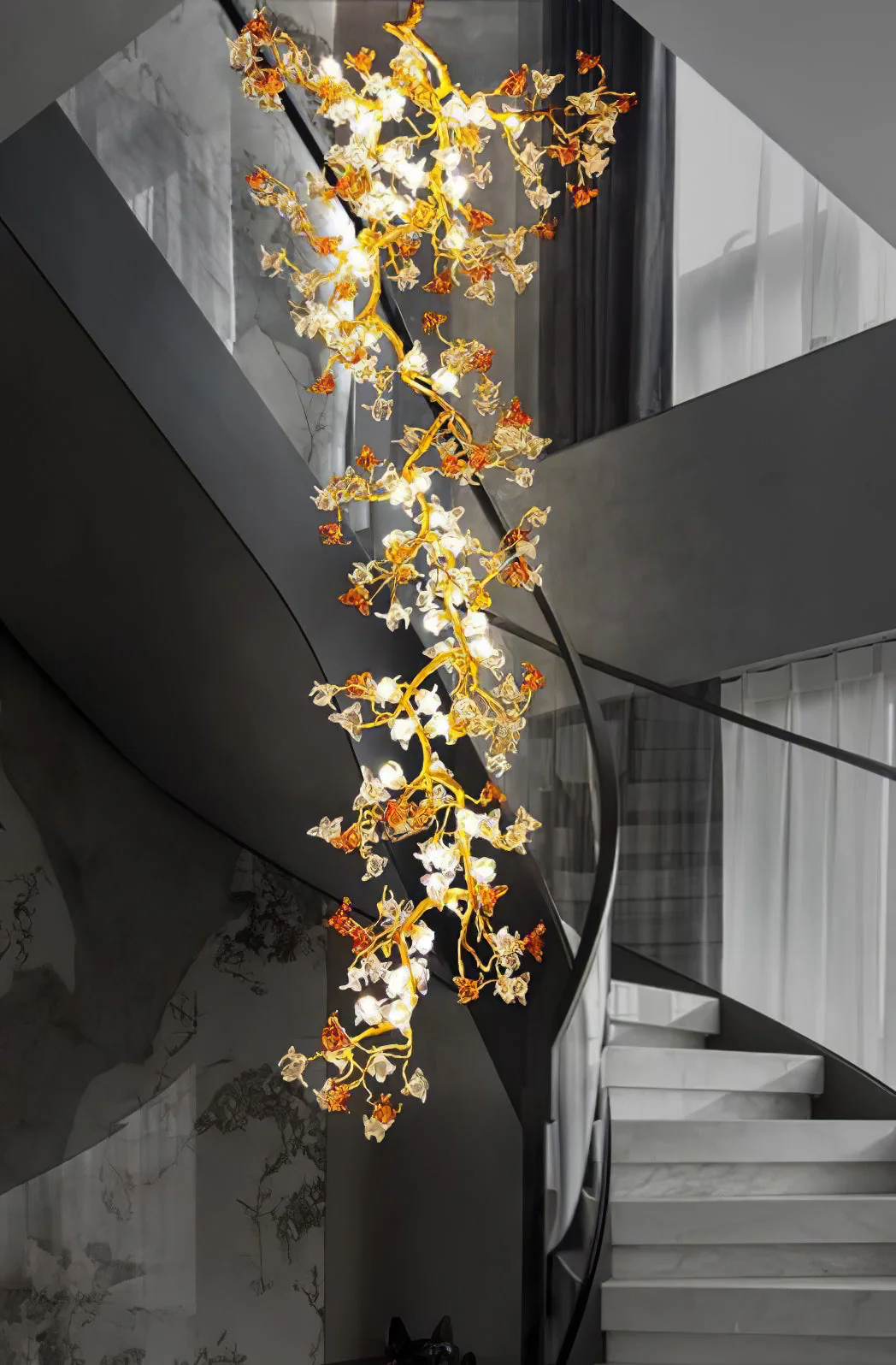 Brass Maple Branch Chandelier - Image 9