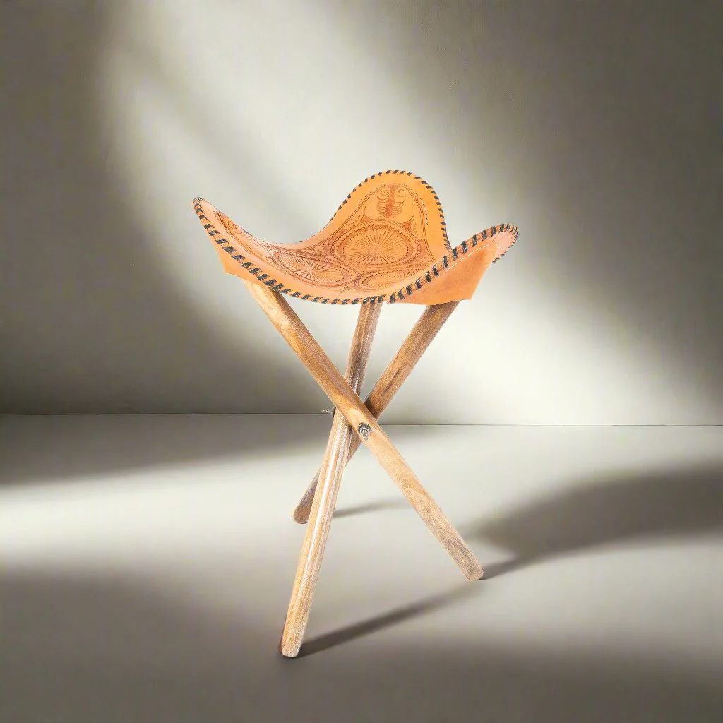 Caballero | Hand-tooled Leather Picnic Stool