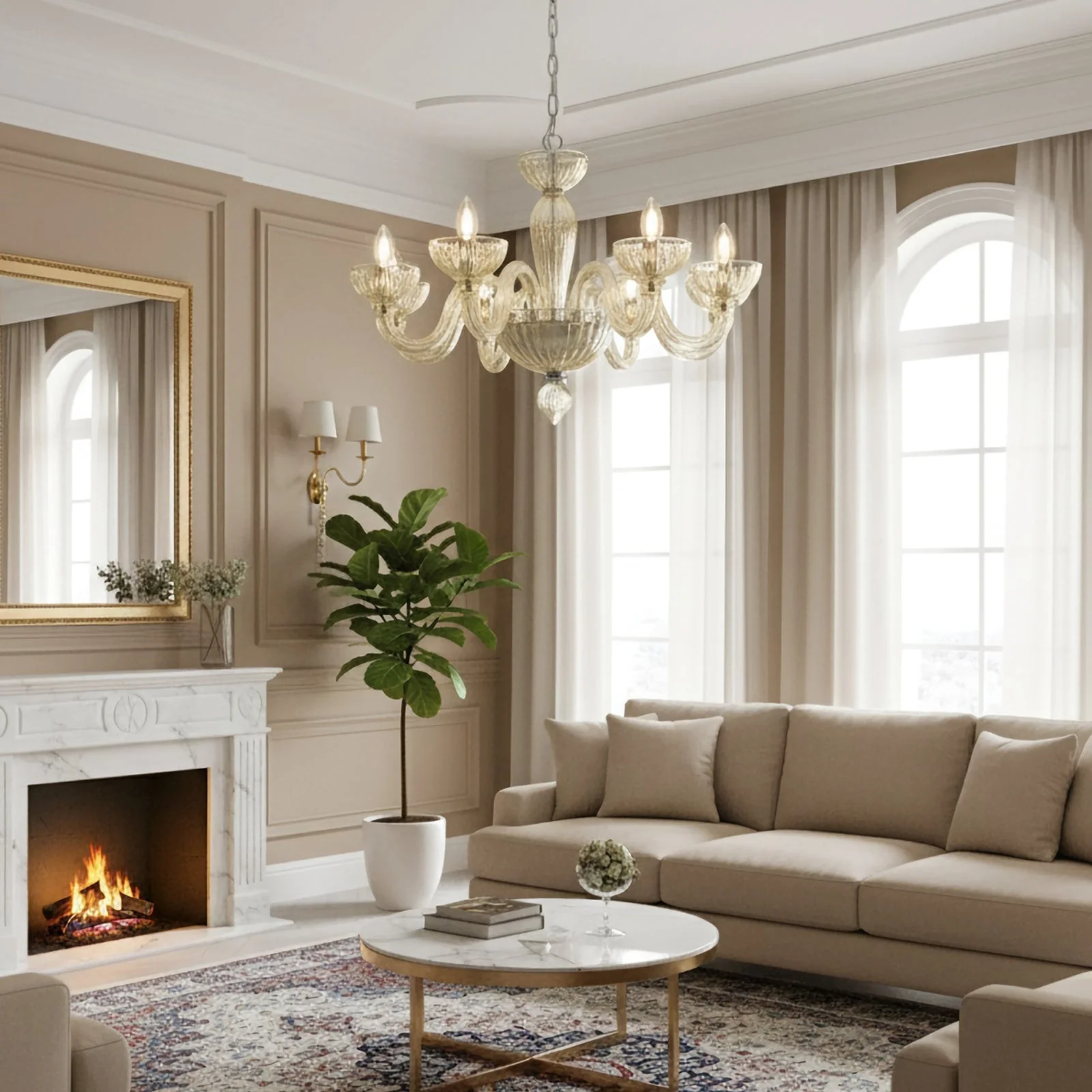 Champagne Ares Murano Glass Chandelier - Image 2