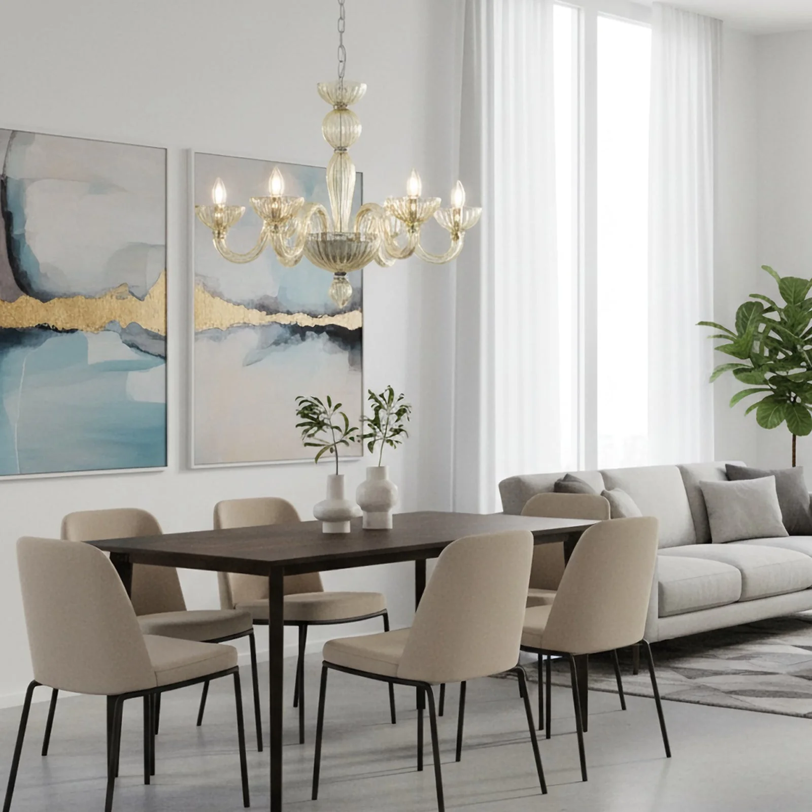 Champagne Ares Murano Glass Chandelier - Image 3