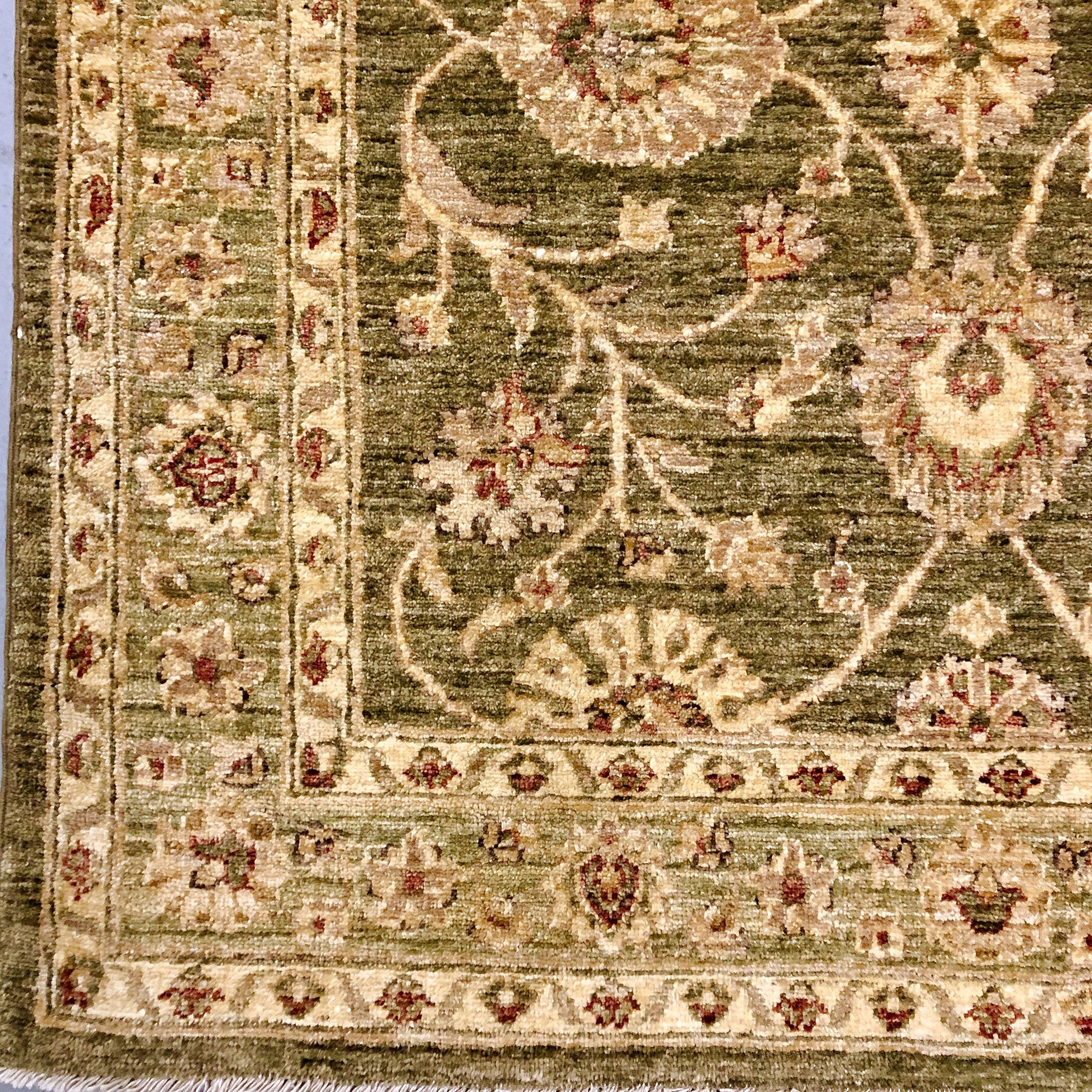 Chobi-Farahan (4'x10' Runner) green/gold - Image 3