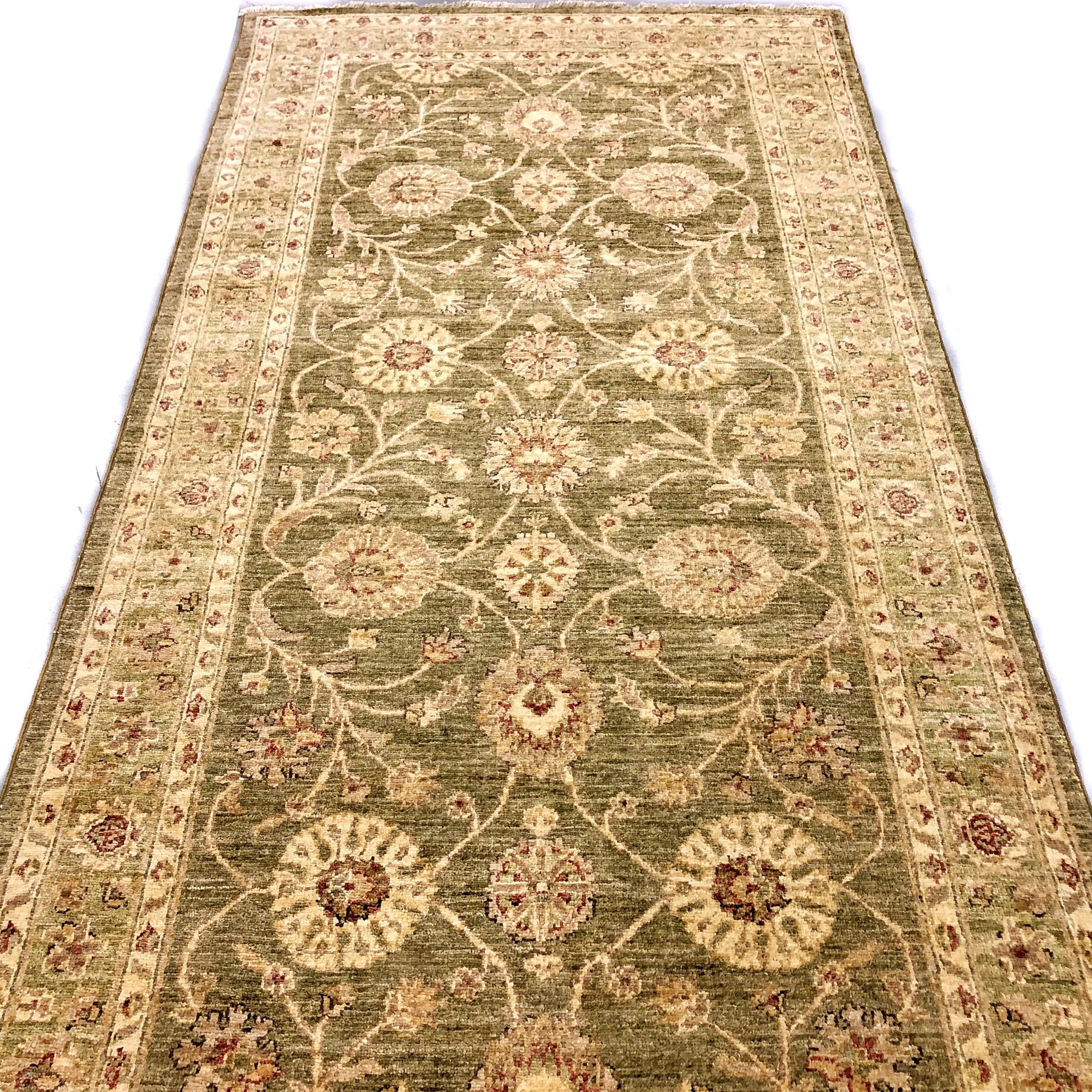 Chobi-Farahan (4'x10' Runner) green/gold - Image 5