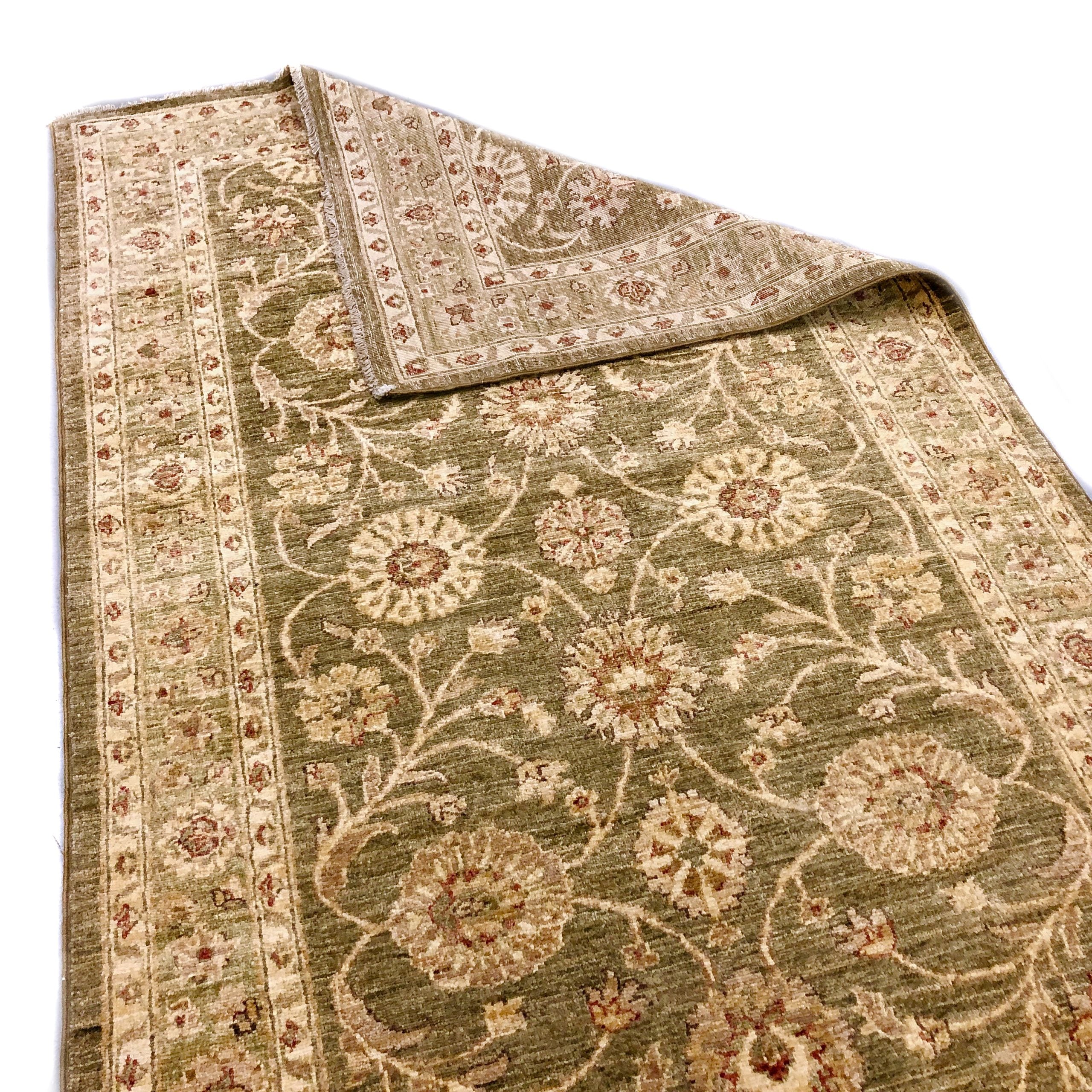 Chobi-Farahan (4'x10' Runner) green/gold - Image 6