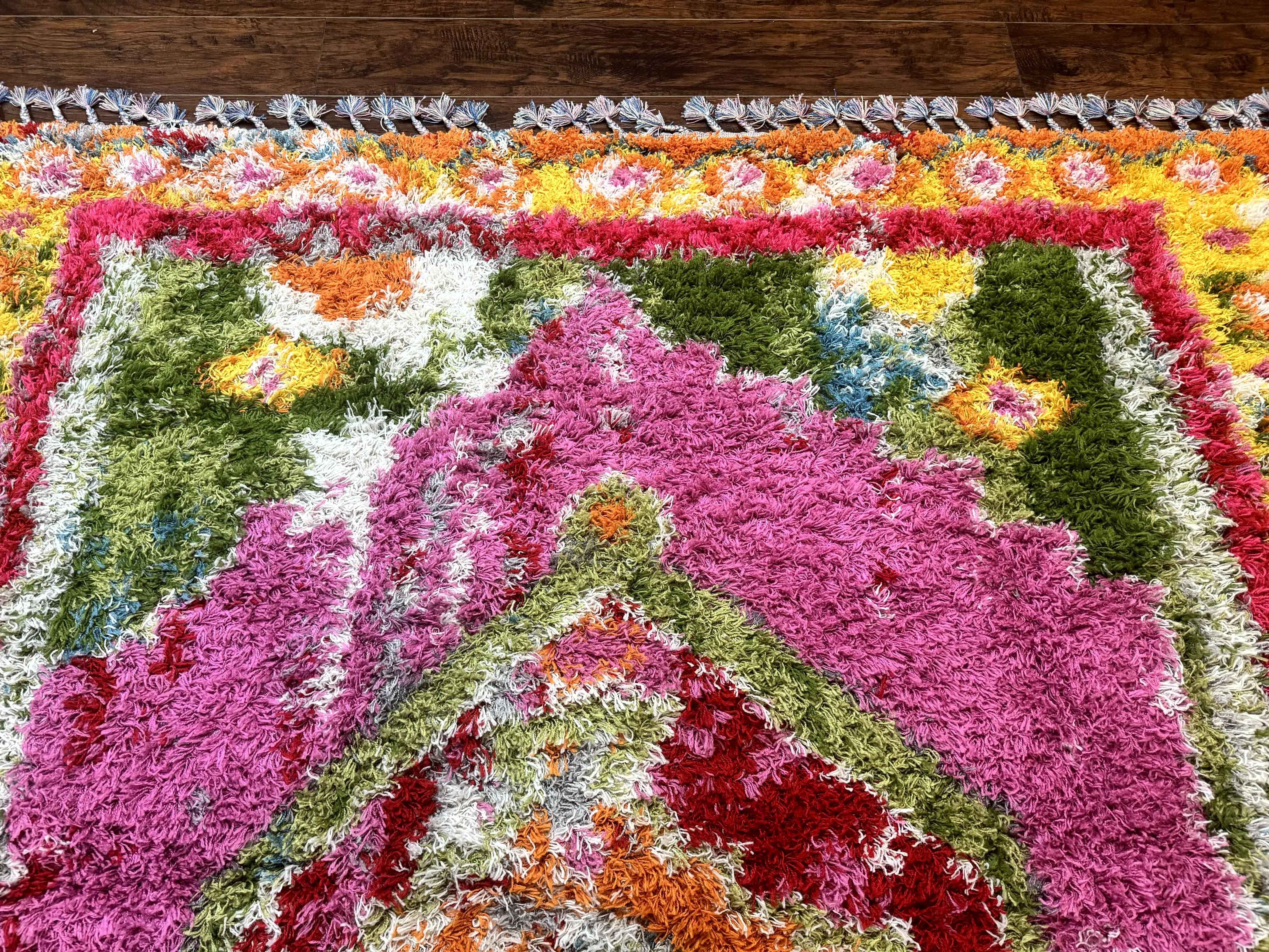 Colorful Shag Rug 8x10, Fuchsia and Multicolor - Image 3