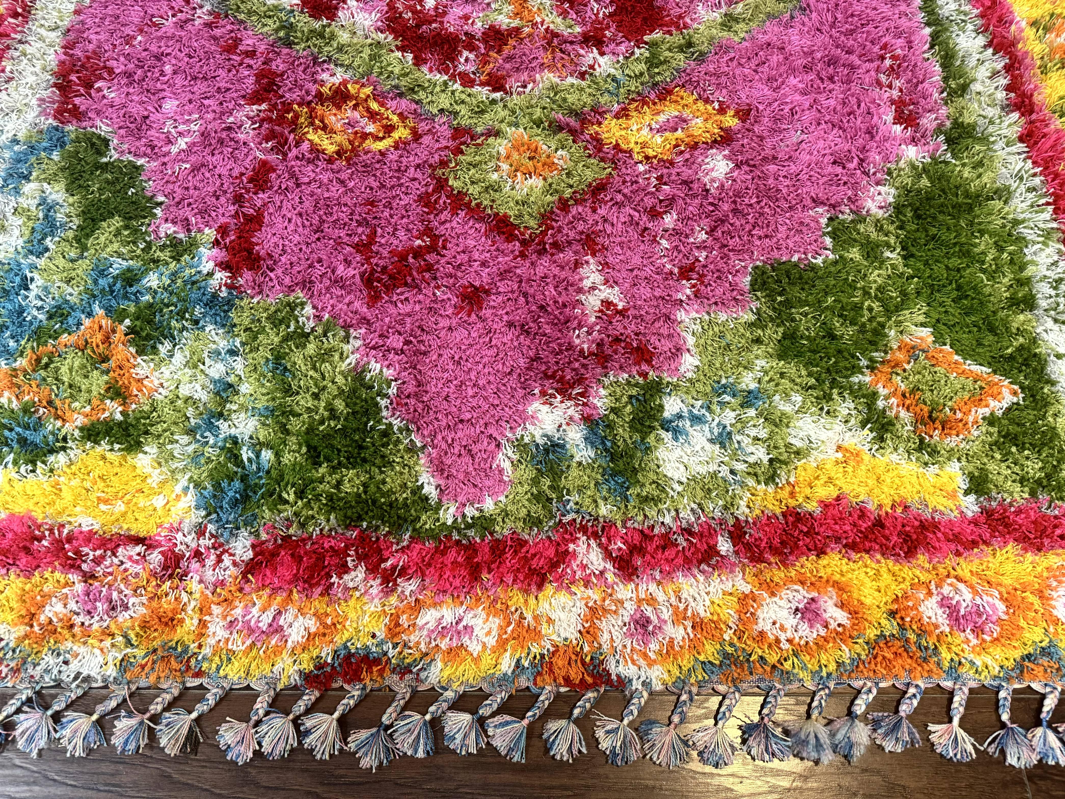 Colorful Shag Rug 8x10, Fuchsia and Multicolor - Image 5