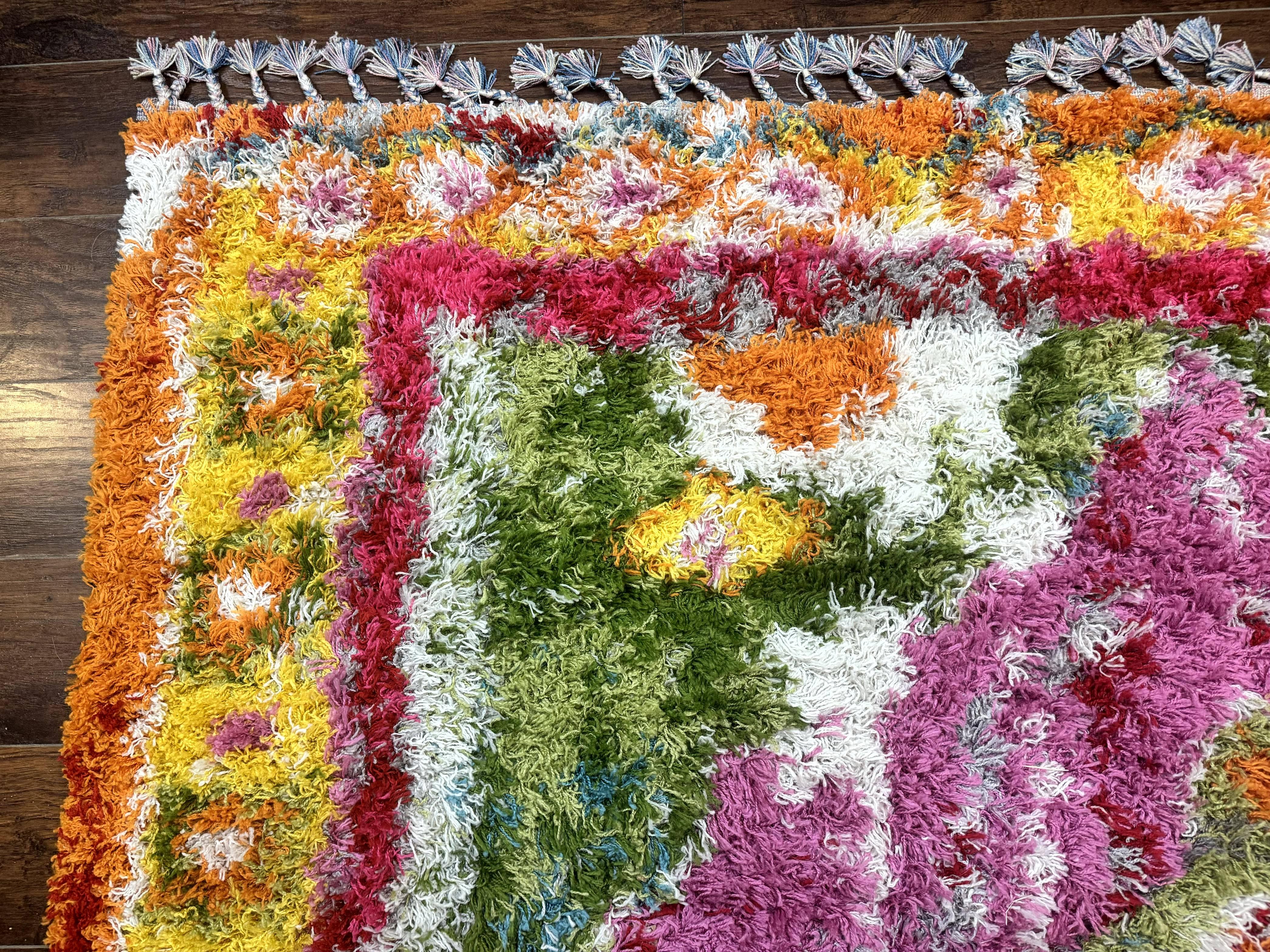 Colorful Shag Rug 8x10, Fuchsia and Multicolor - Image 6