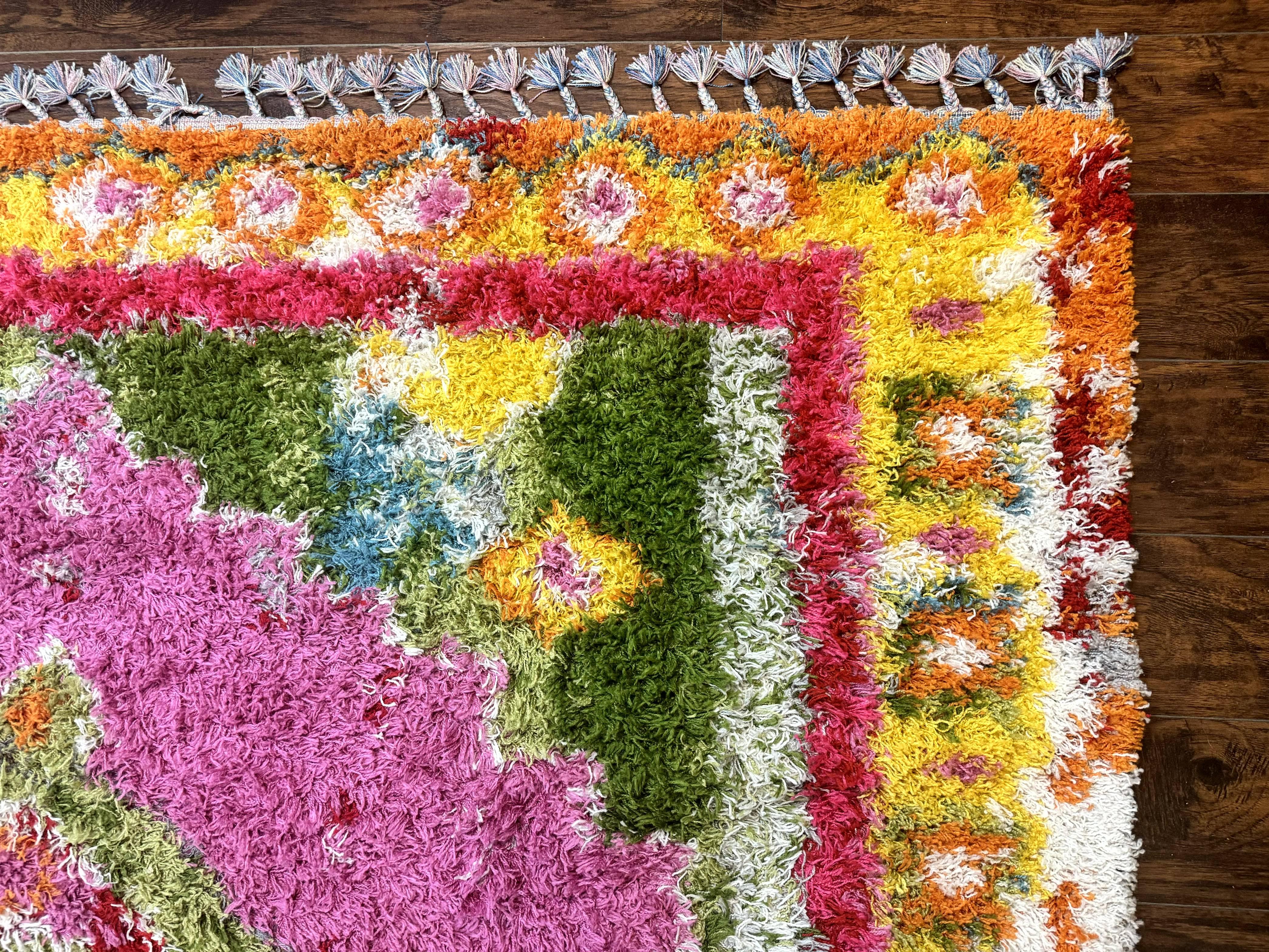 Colorful Shag Rug 8x10, Fuchsia and Multicolor - Image 7