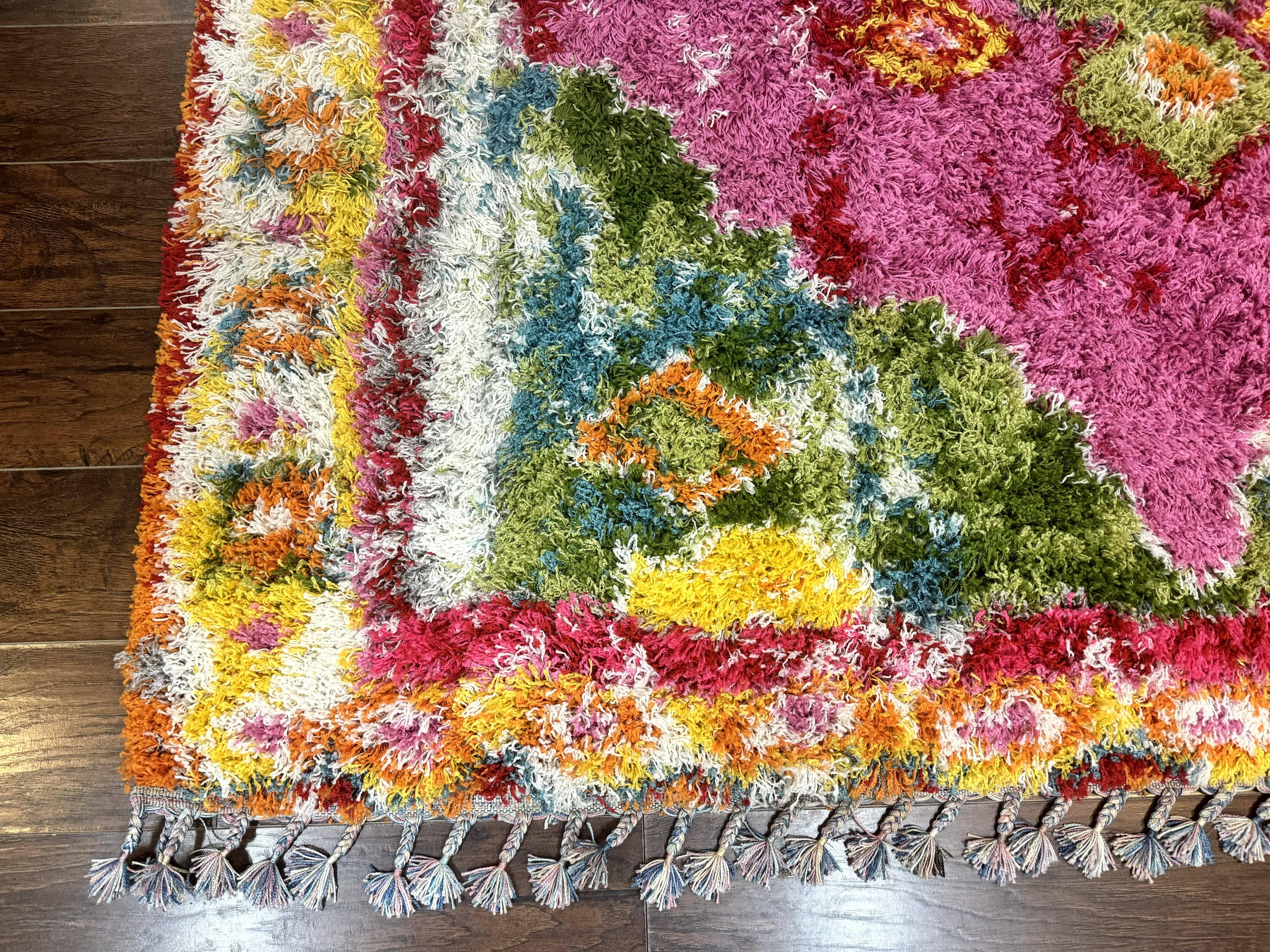 Colorful Shag Rug 8x10, Fuchsia and Multicolor - Image 8