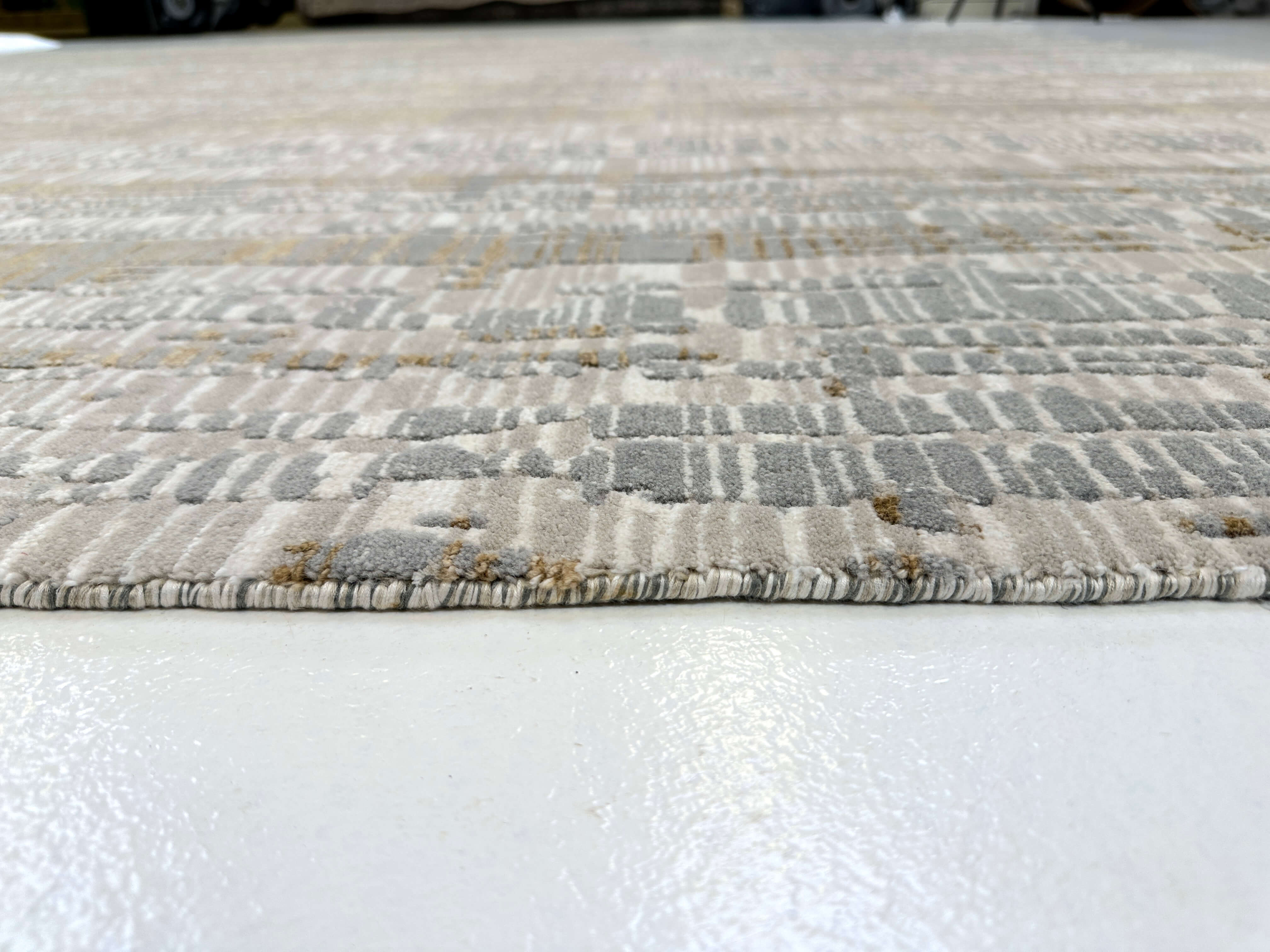 Contemporary Carved Tibetan 9x12 (ivory/gold/gray) - Image 4