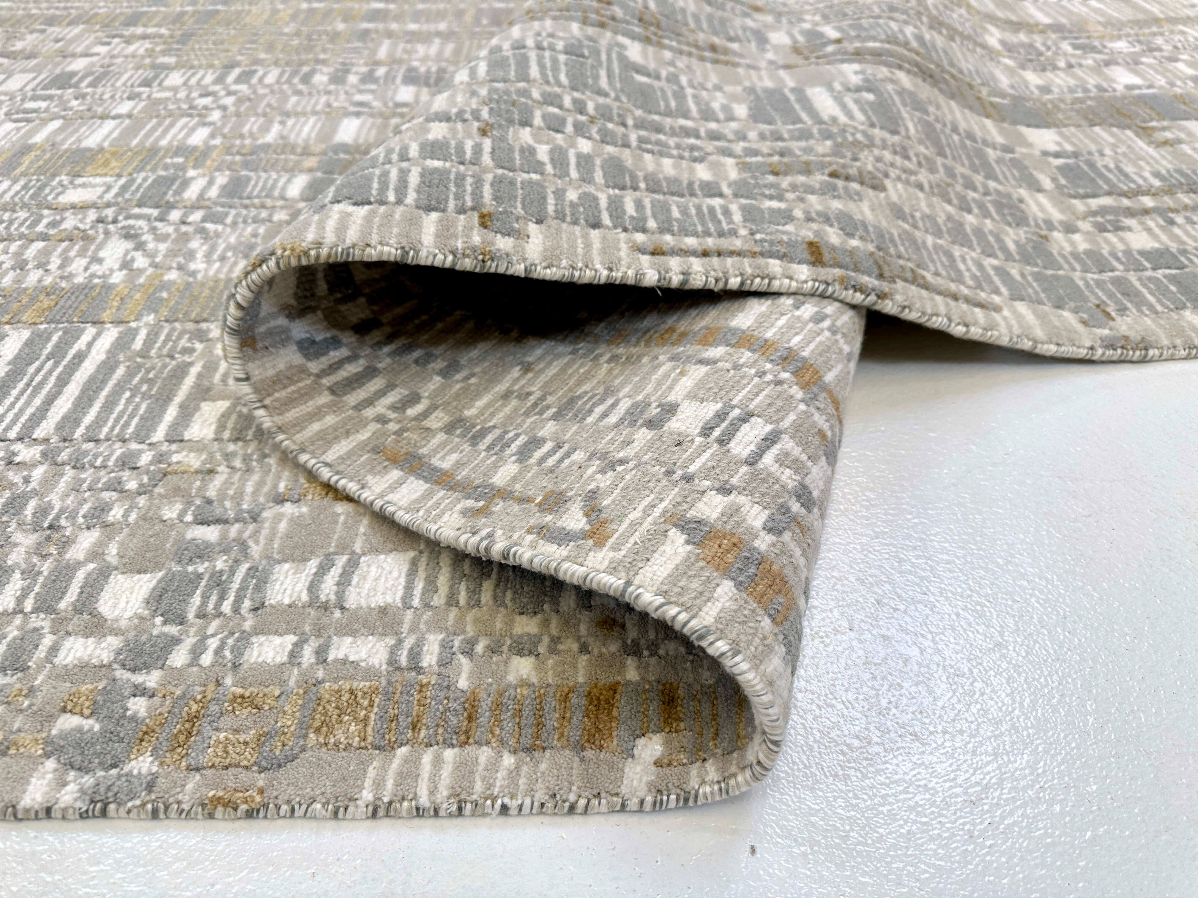 Contemporary Carved Tibetan 9x12 (ivory/gold/gray) - Image 5