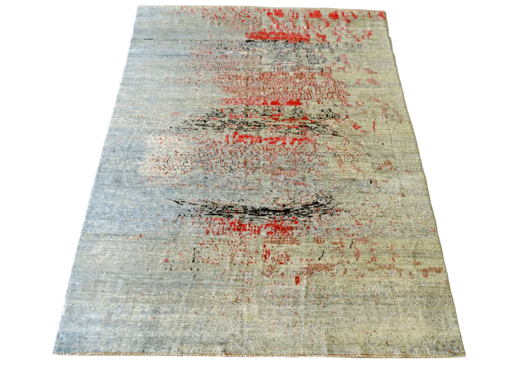 Contemporary Gabbeh (8'09"x11'02") aqua/coral
