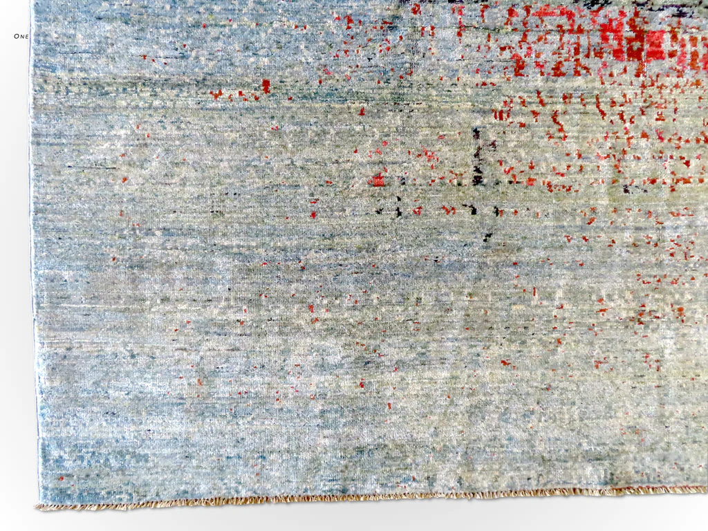 Contemporary Gabbeh (8'09"x11'02") aqua/coral - Image 2