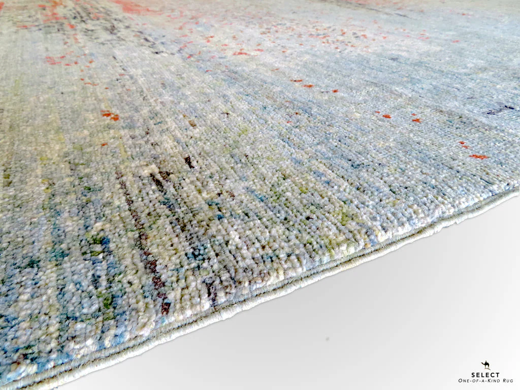 Contemporary Gabbeh (8'09"x11'02") aqua/coral - Image 4