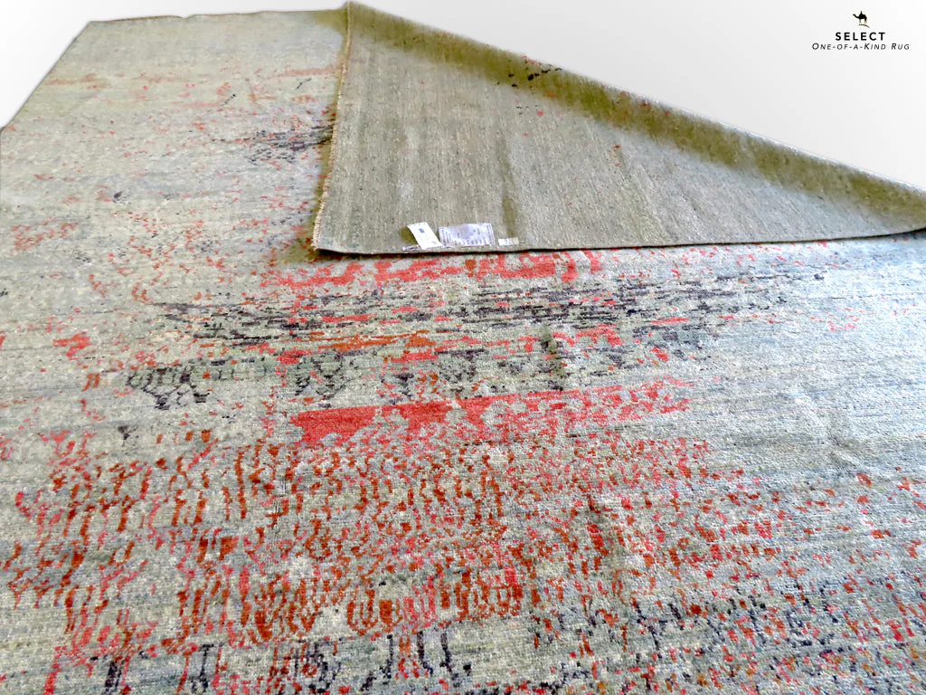 Contemporary Gabbeh (8'09"x11'02") aqua/coral - Image 6