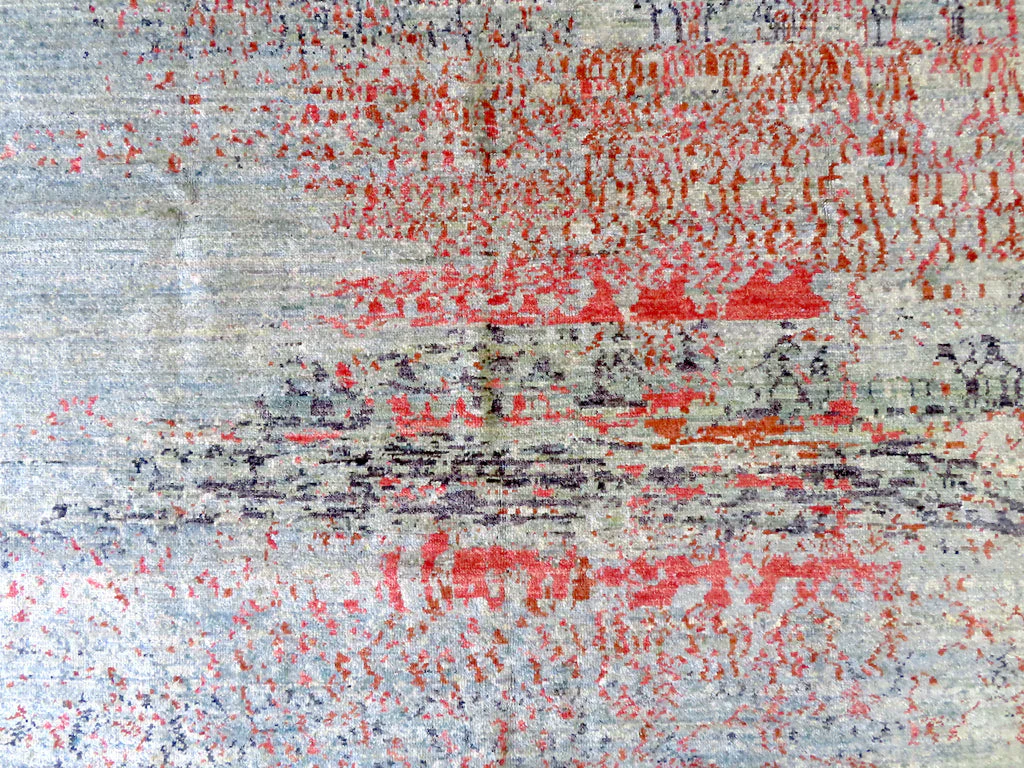 Contemporary Gabbeh (8'09"x11'02") aqua/coral - Image 7