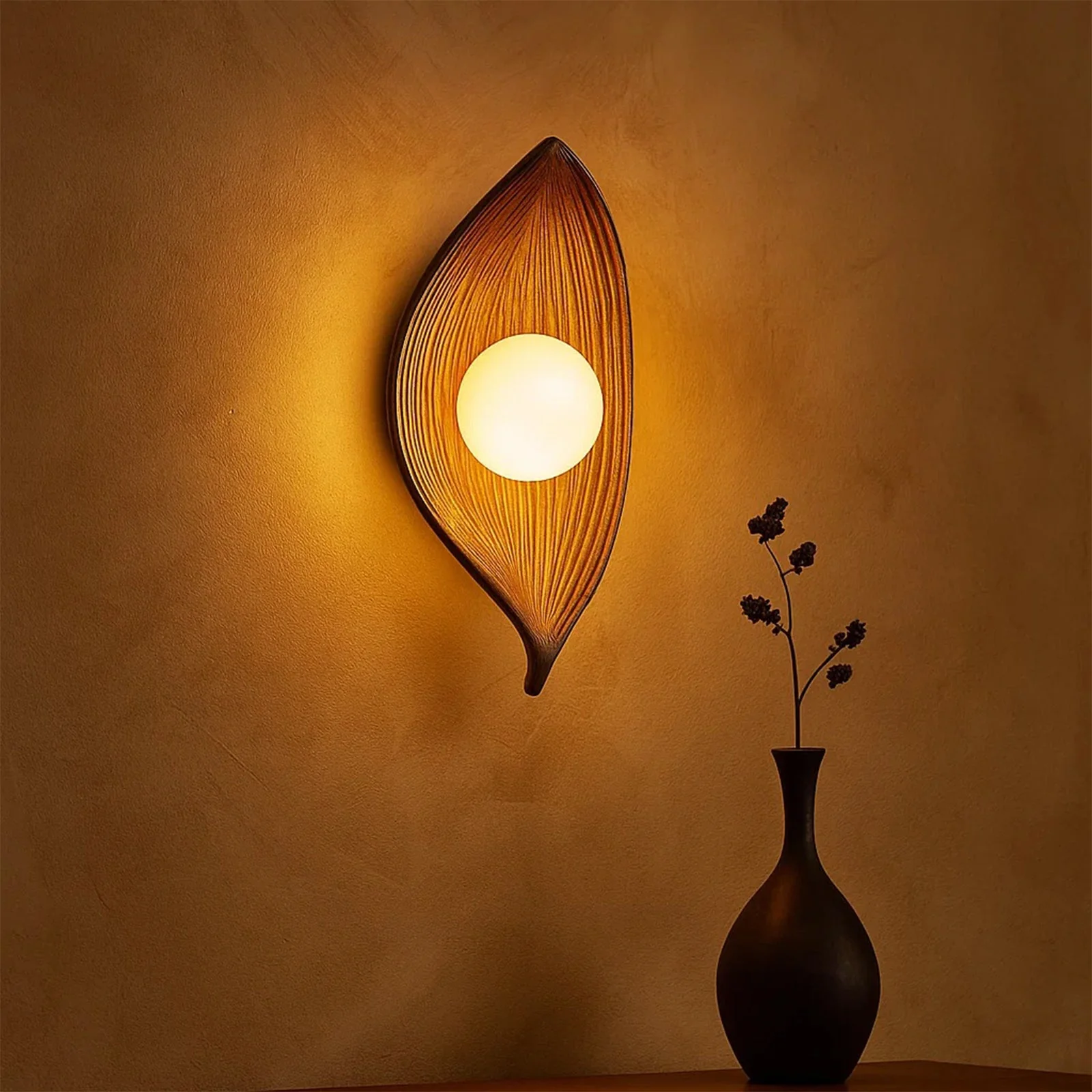 Contemporary Nordic Leaf Resin Wall Lamp - Image 15