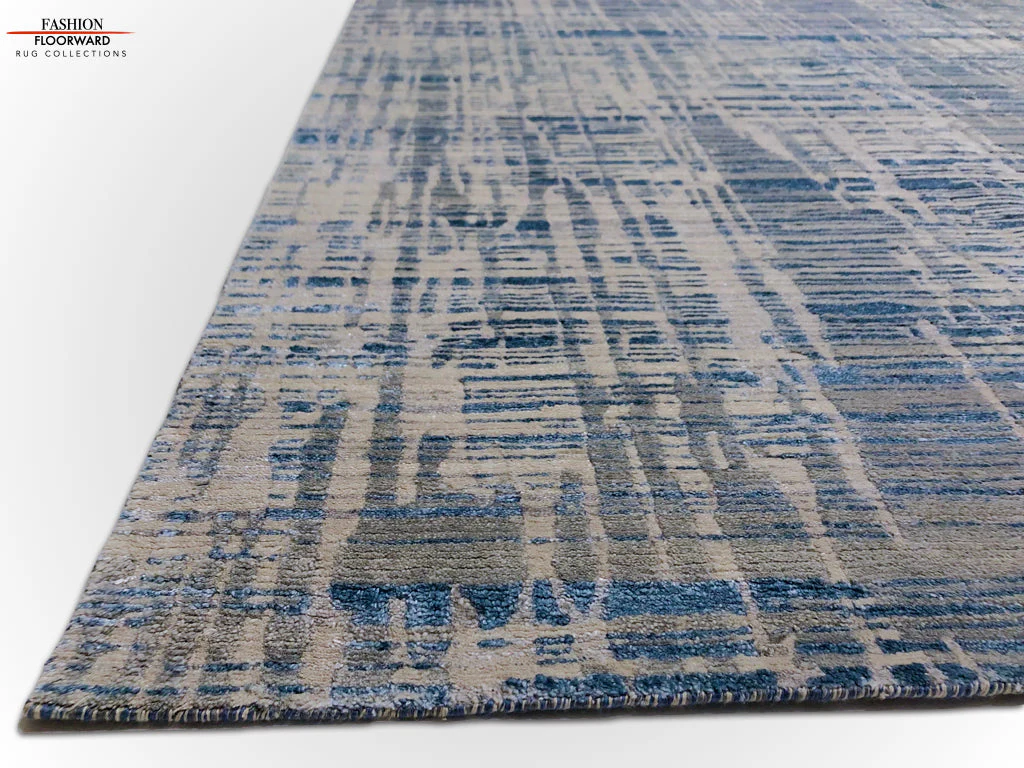 Contemporary wool/bamboo (8'00"x10'00") blue/gray - Image 3