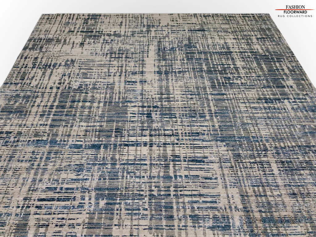 Contemporary wool/bamboo (8'00"x10'00") blue/gray - Image 5