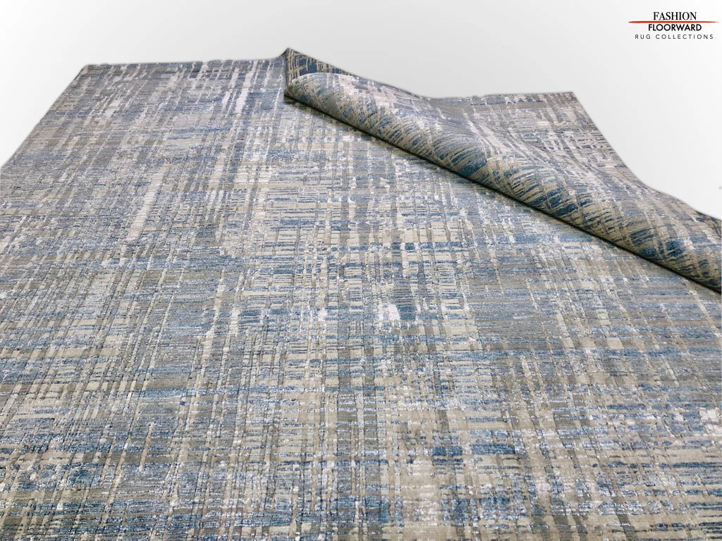 Contemporary wool/bamboo (8'00"x10'00") blue/gray - Image 7