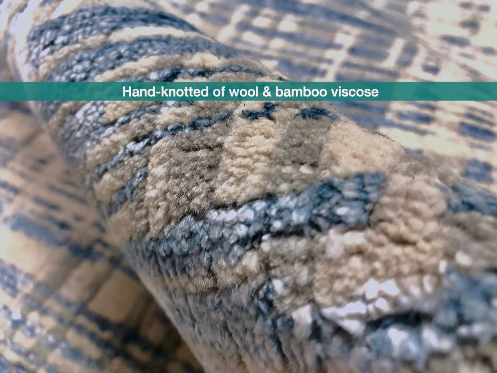 Contemporary wool/bamboo (8'00"x10'00") blue/gray - Image 9