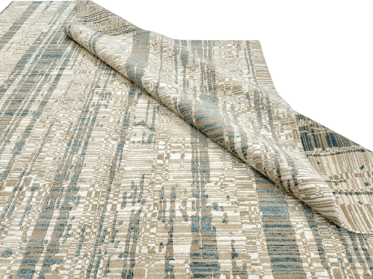 Contemporary wool/bamboo (8'00"x10'00") gold/ivory/teal - Image 10