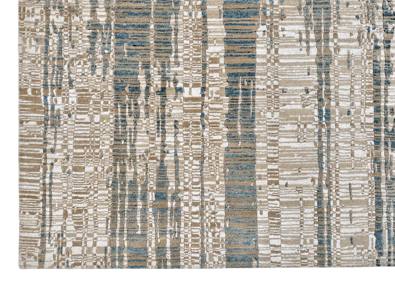Contemporary wool/bamboo (8'00"x10'00") gold/ivory/teal - Image 3