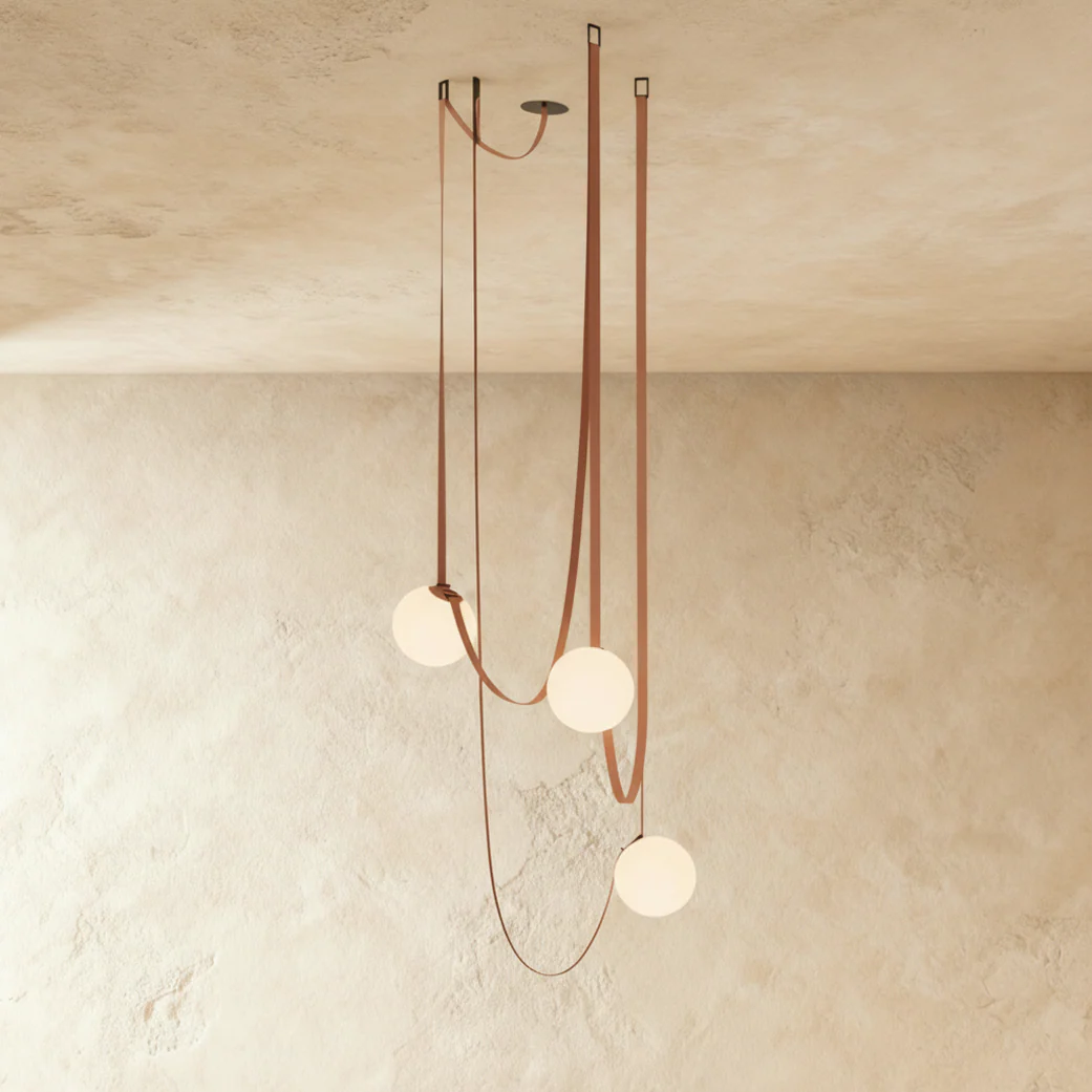 Corium Leather Glass Chandelier - Image 3