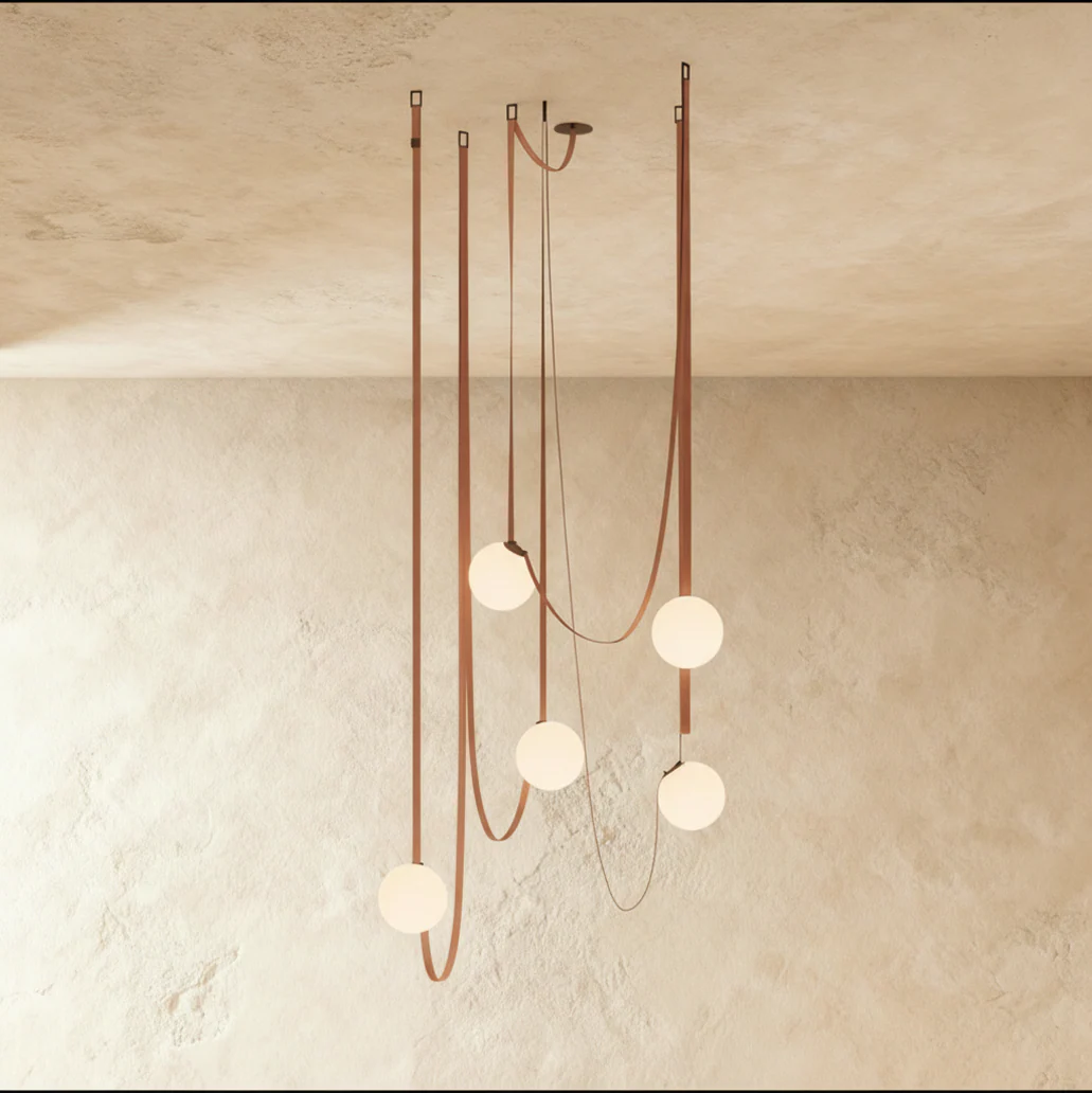 Corium Leather Glass Chandelier - Image 4