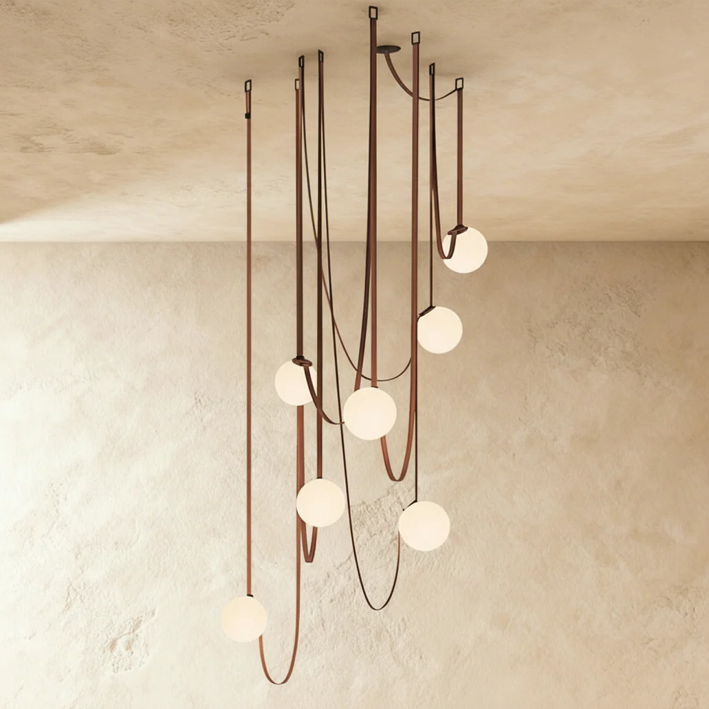 Corium Leather Glass Chandelier - Image 5