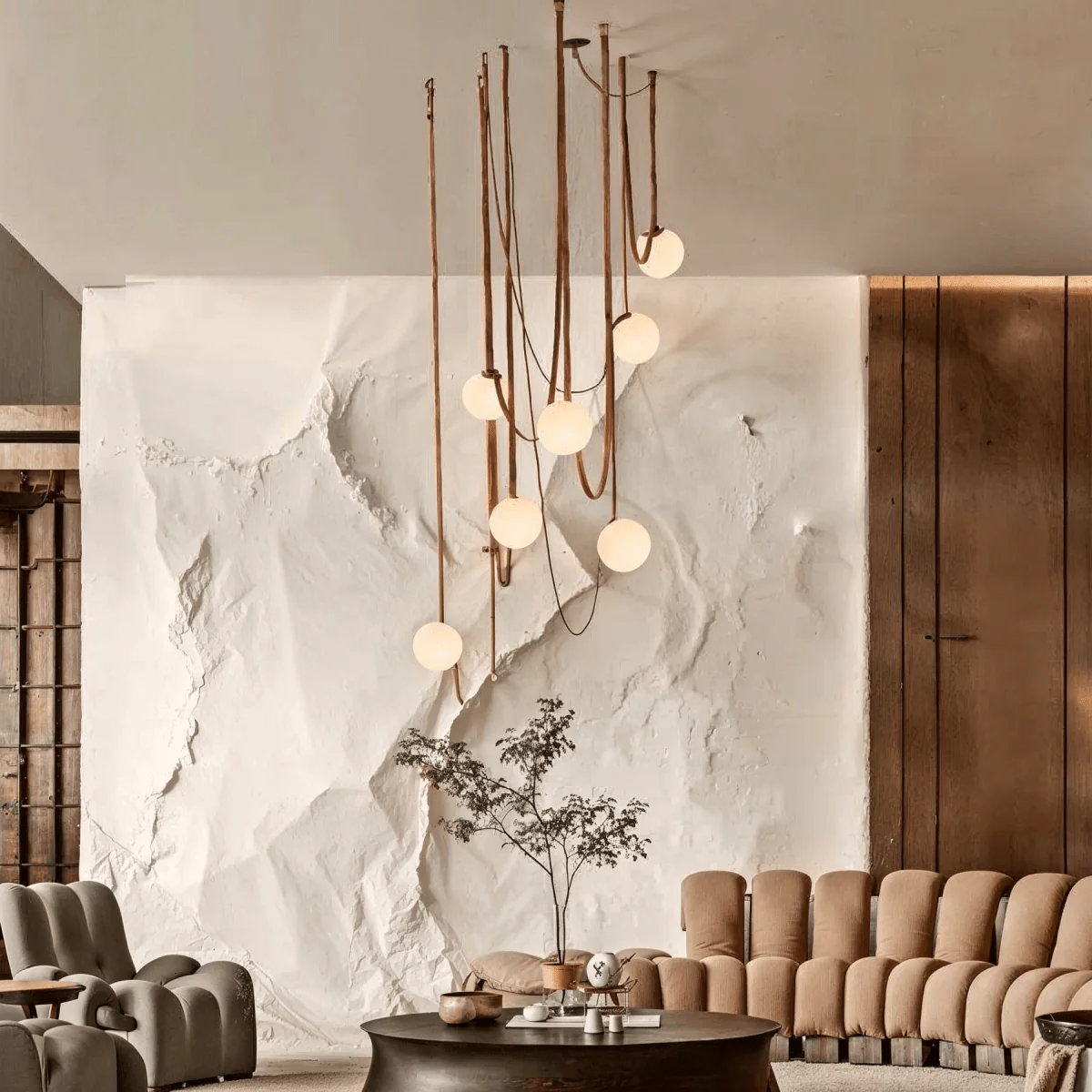 Corium Leather Glass Chandelier - Image 6