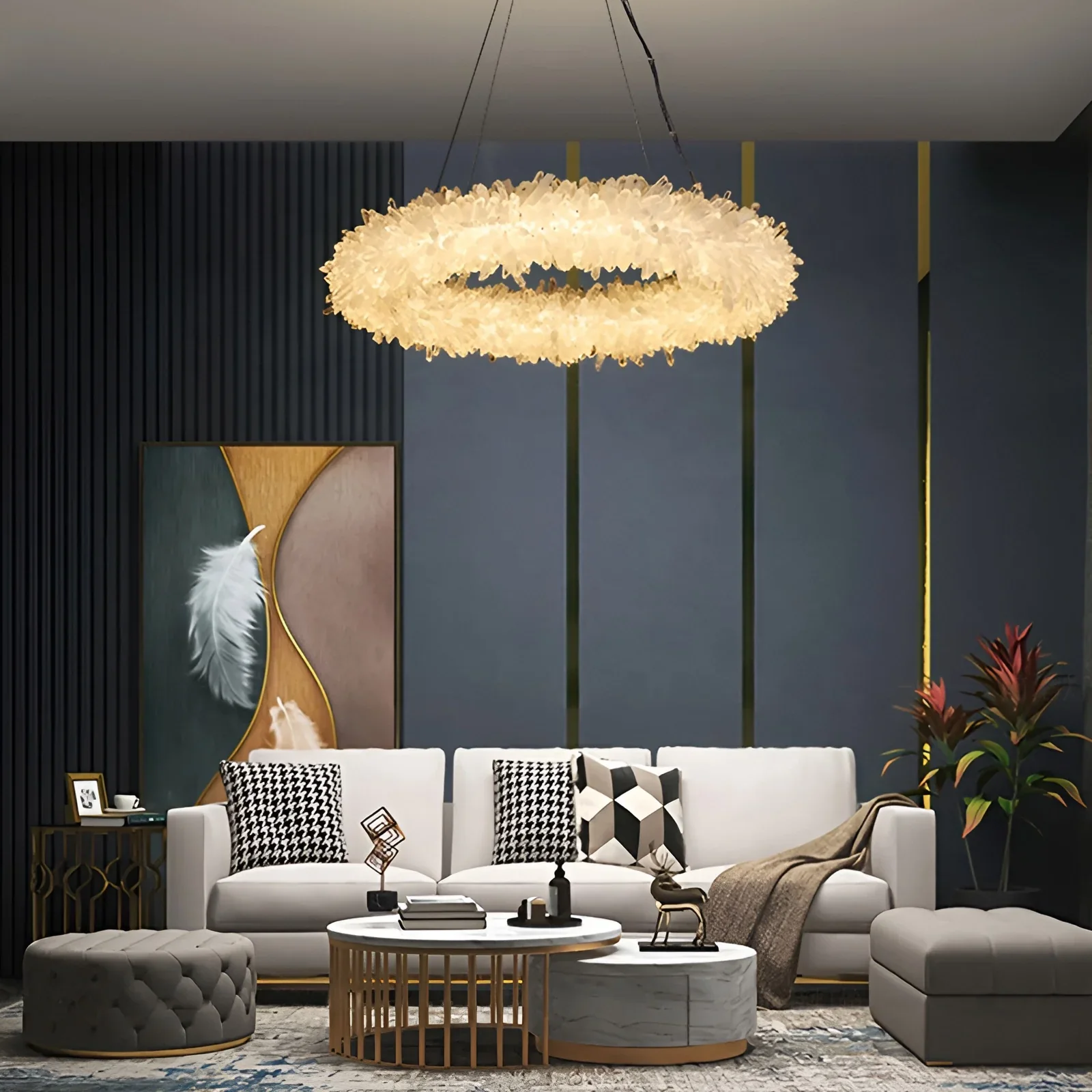 Crystal Brass Round Chandelier - Image 10