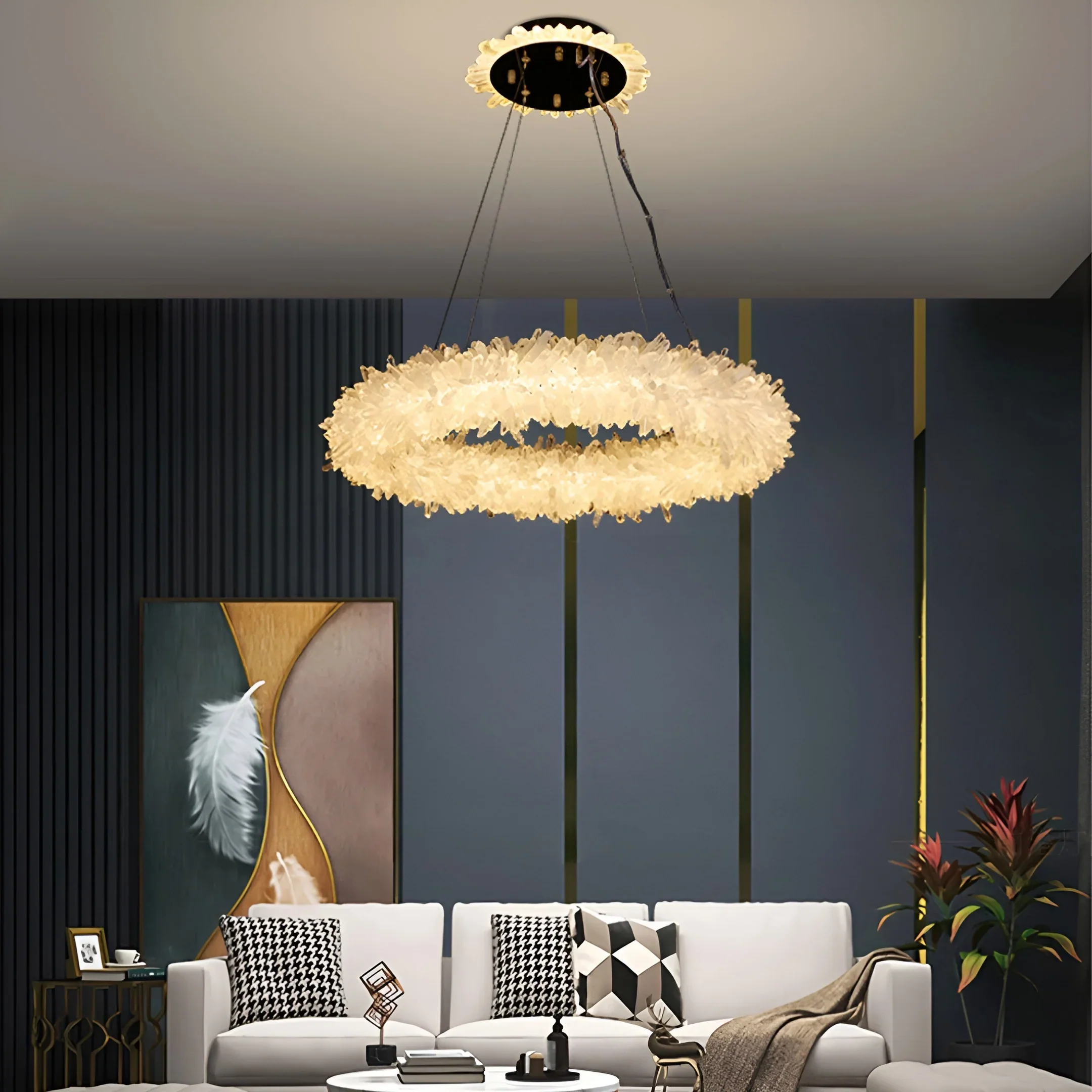 Crystal Brass Round Chandelier - Image 4