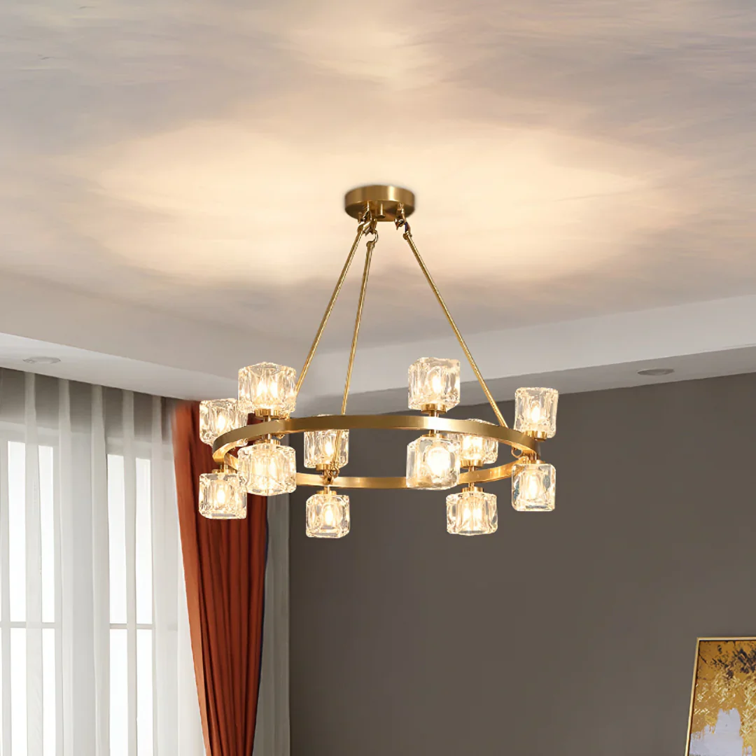 Crystal Cube Gold Chandelier - Image 10