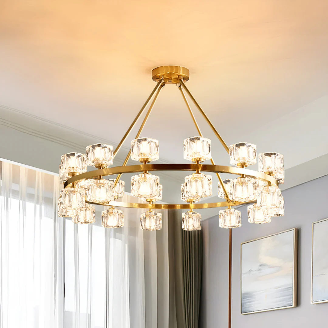 Crystal Cube Gold Chandelier - Image 11
