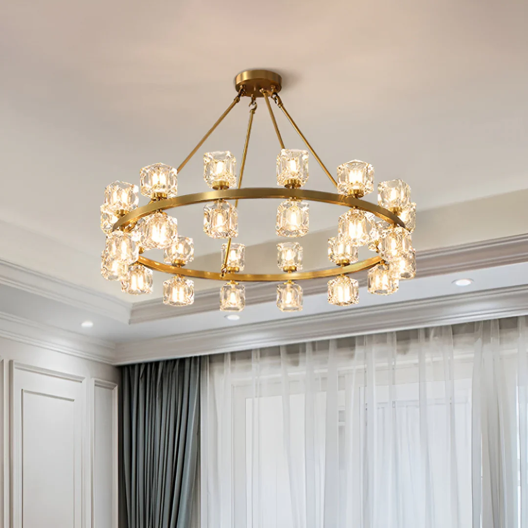 Crystal Cube Gold Chandelier - Image 12