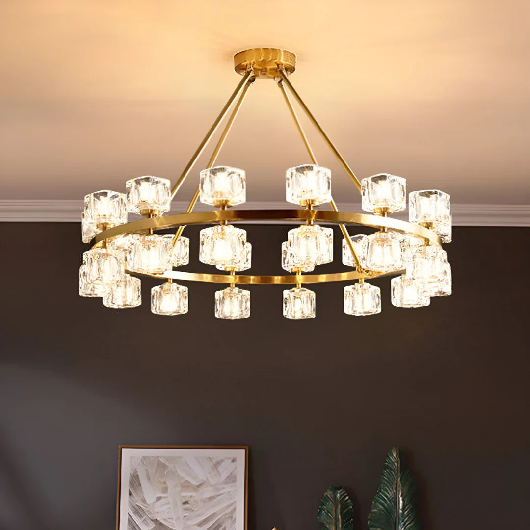 Crystal Cube Gold Chandelier - Image 13