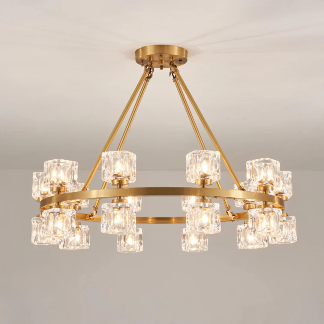 Crystal Cube Gold Chandelier - Image 16