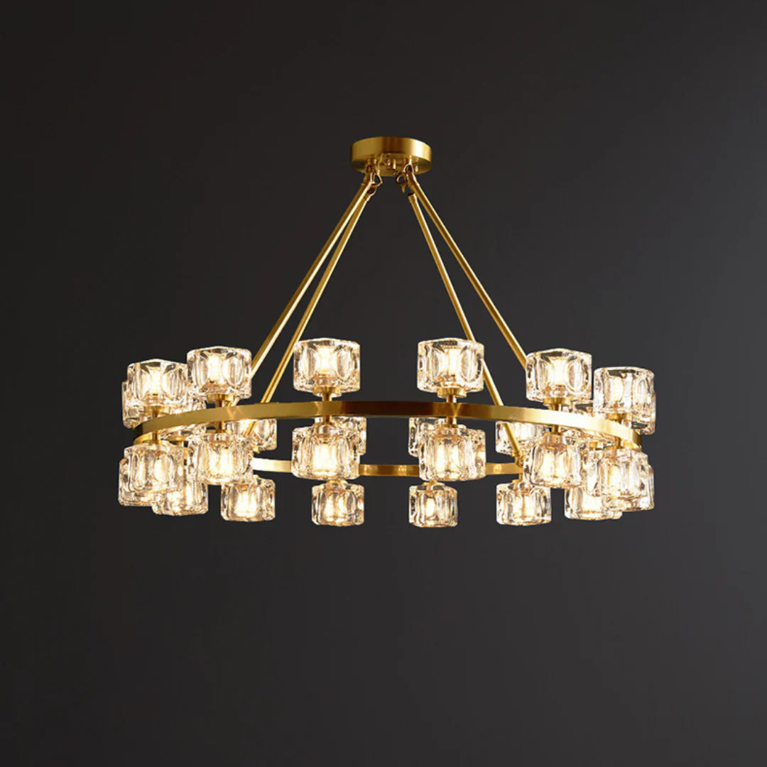 Crystal Cube Gold Chandelier - Image 19