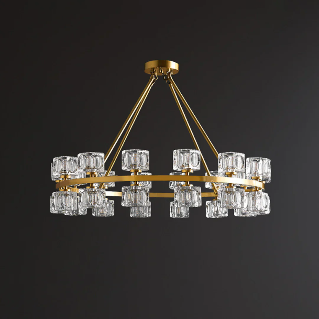 Crystal Cube Gold Chandelier - Image 20