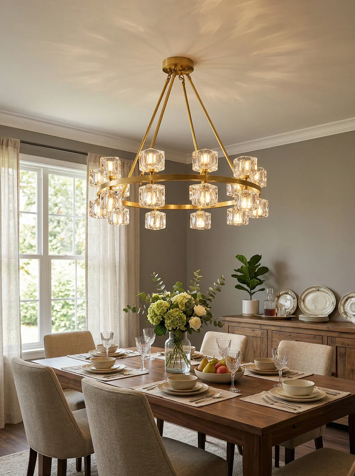 Crystal Cube Gold Chandelier - Image 3