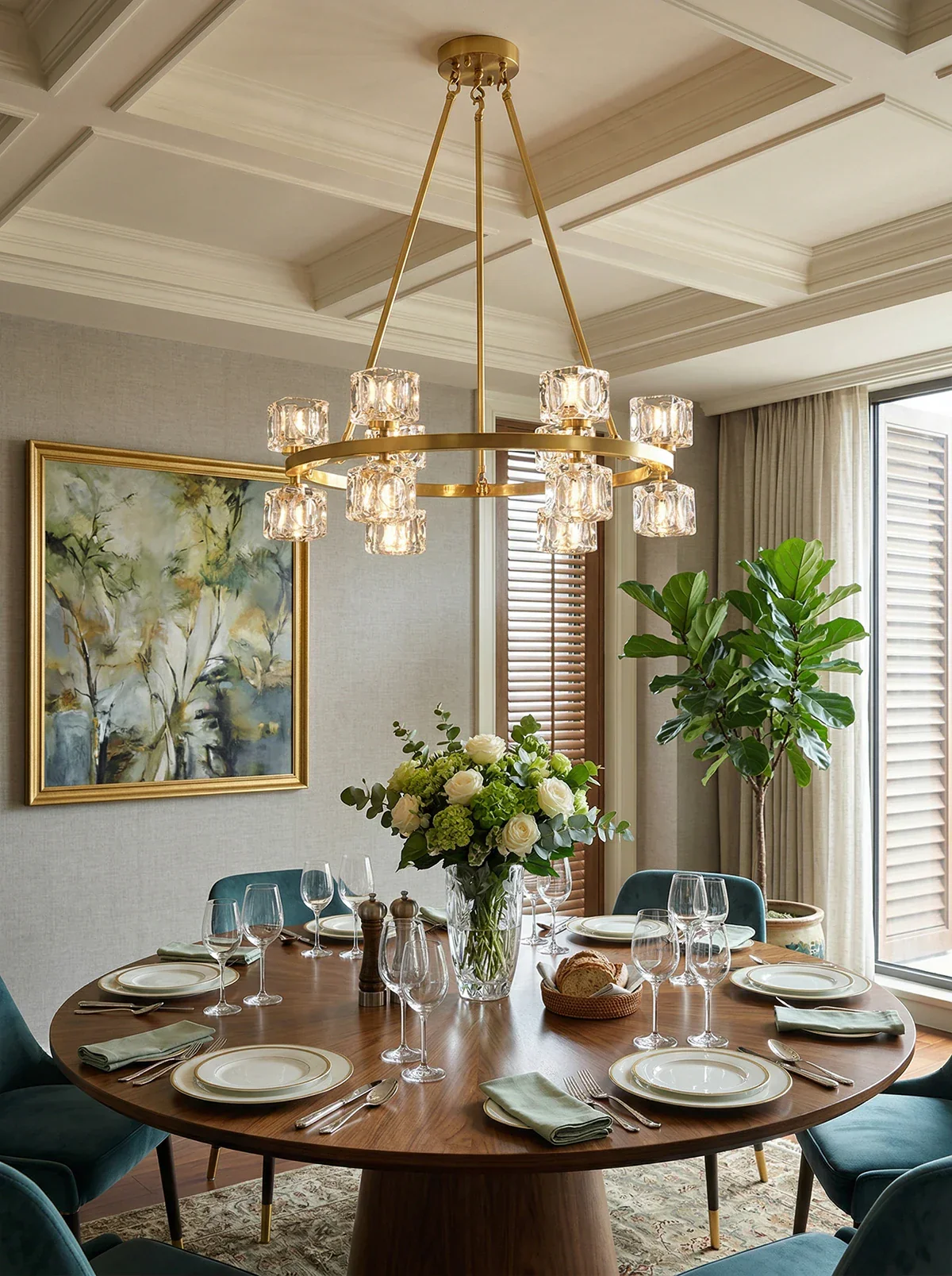 Crystal Cube Gold Chandelier - Image 6