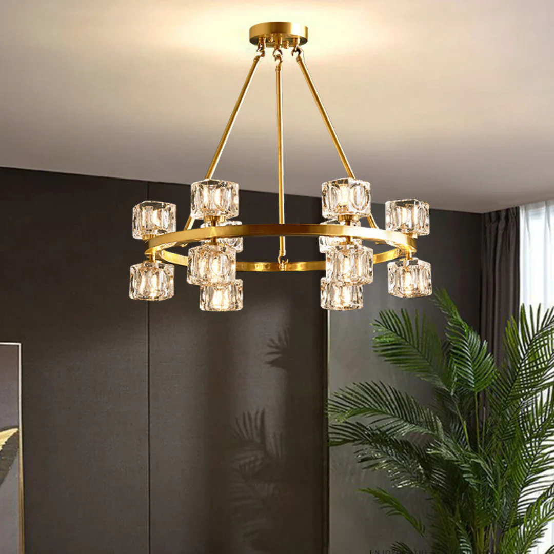Crystal Cube Gold Chandelier - Image 7